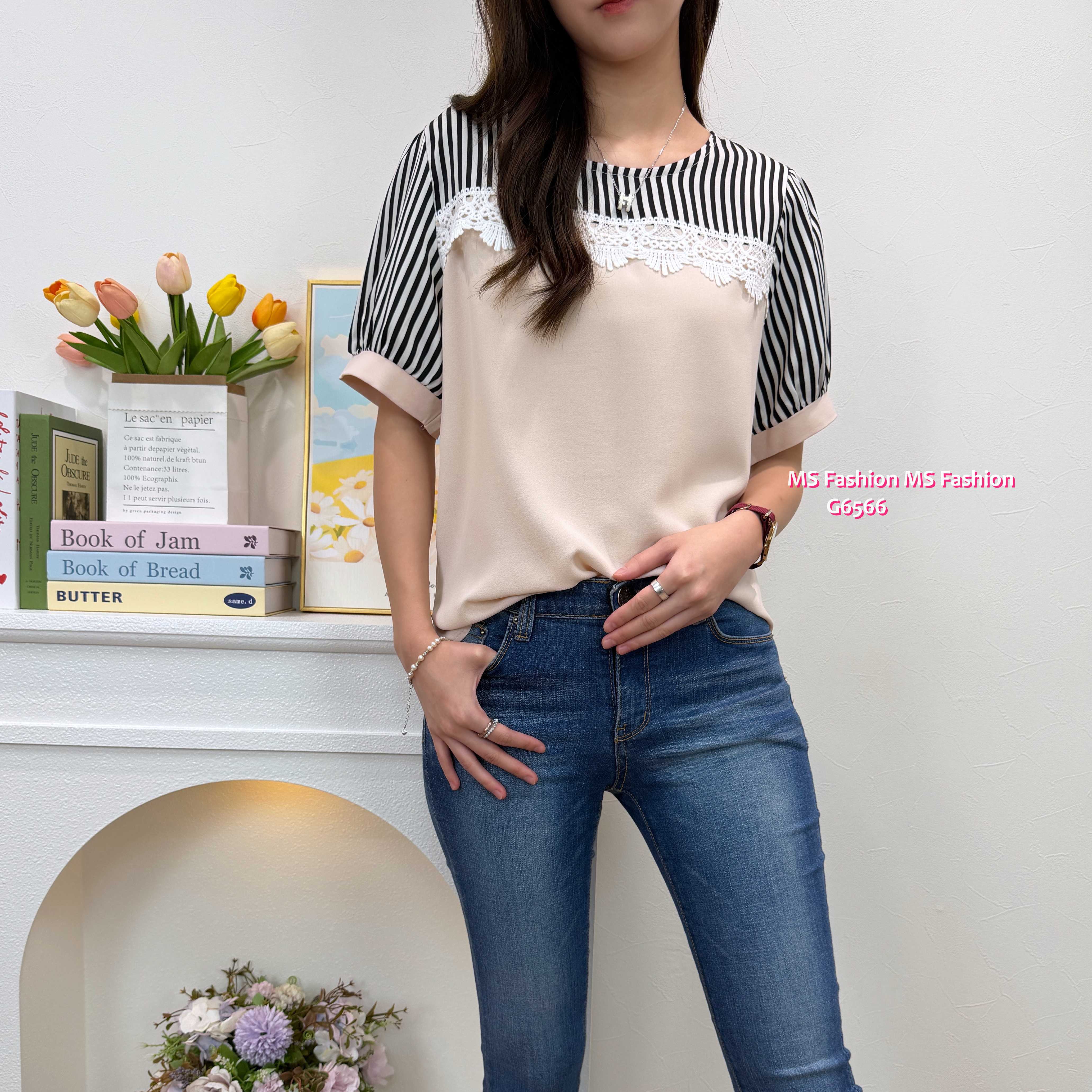 G6566 黑白條子拼布top