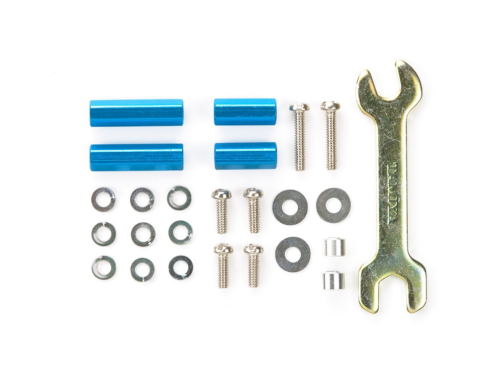 MINI 4WD ALUMINUM HEX MOUNT SET (BLUE 10mm,15mm)