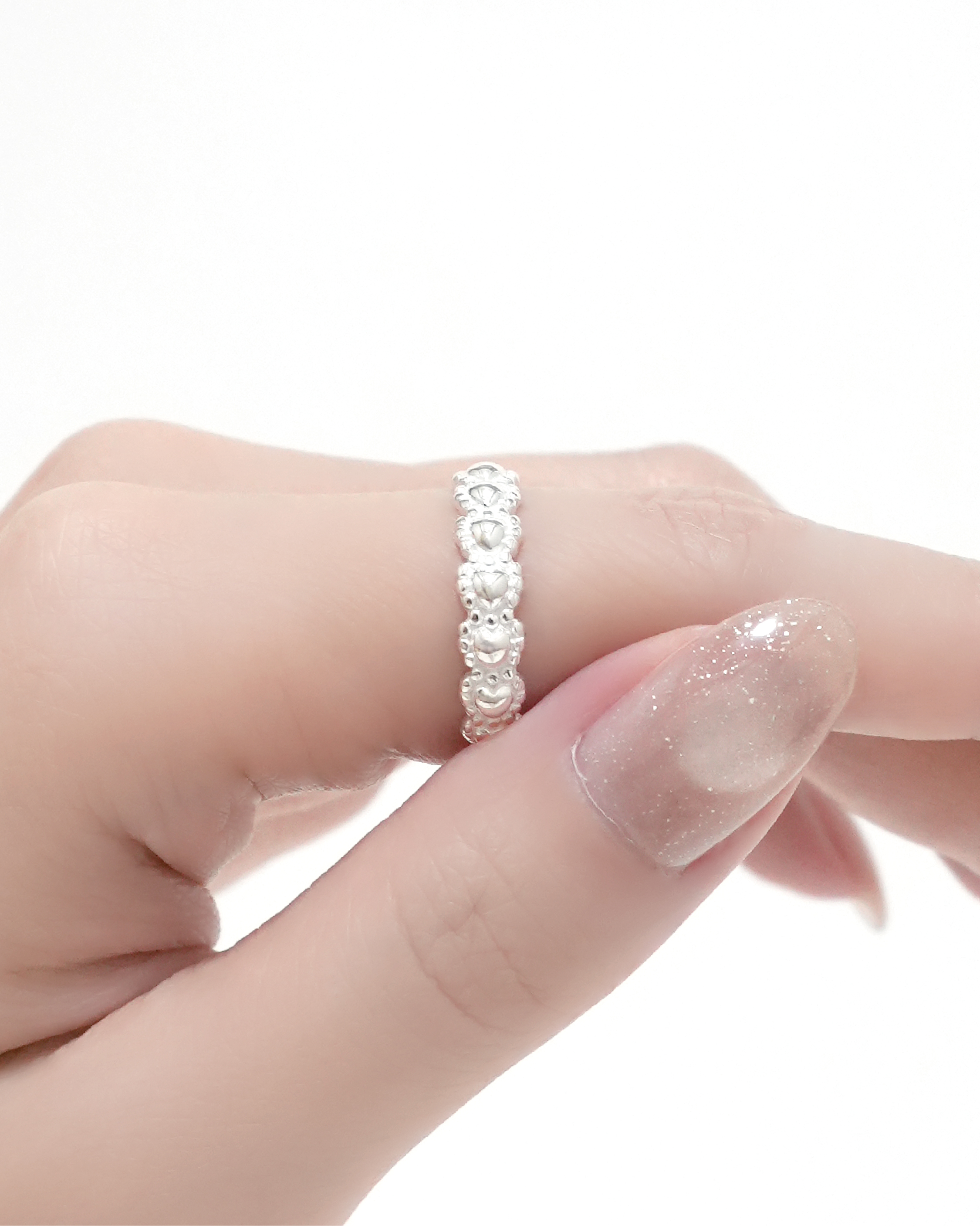 Cloud-Bead Heart Ring