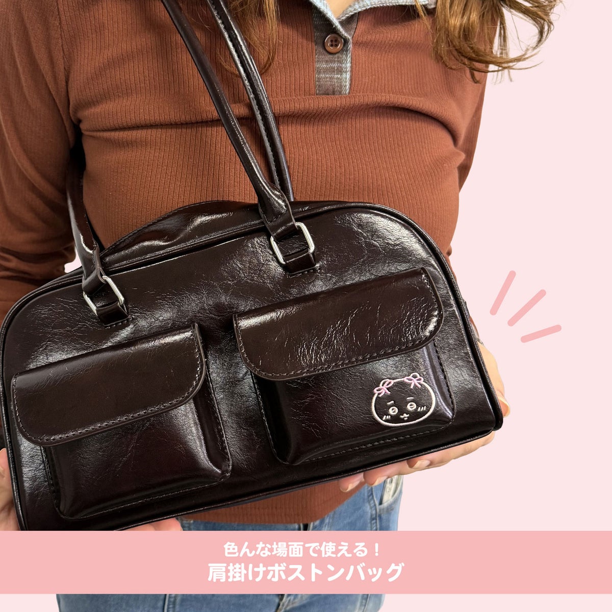 日本預訂📍日本Chiikawa刺繡圖案Boston Bag 不包郵