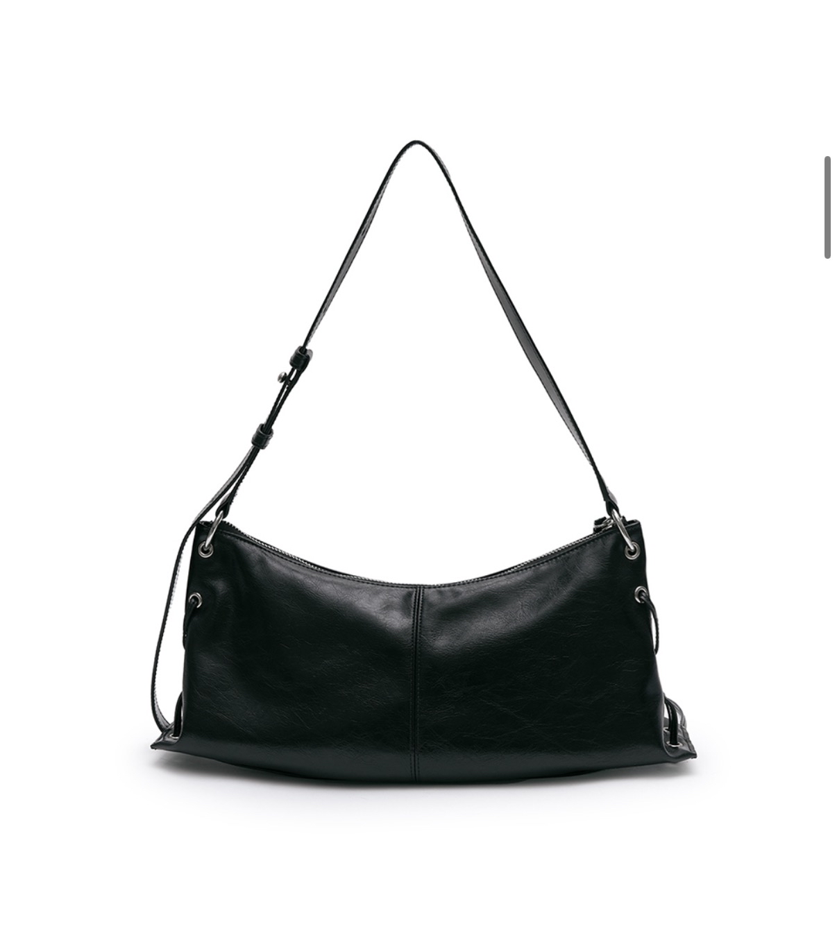 MATIN KIM特價場 EYELET SHIRRING SHOULDER BAG IN BLACK