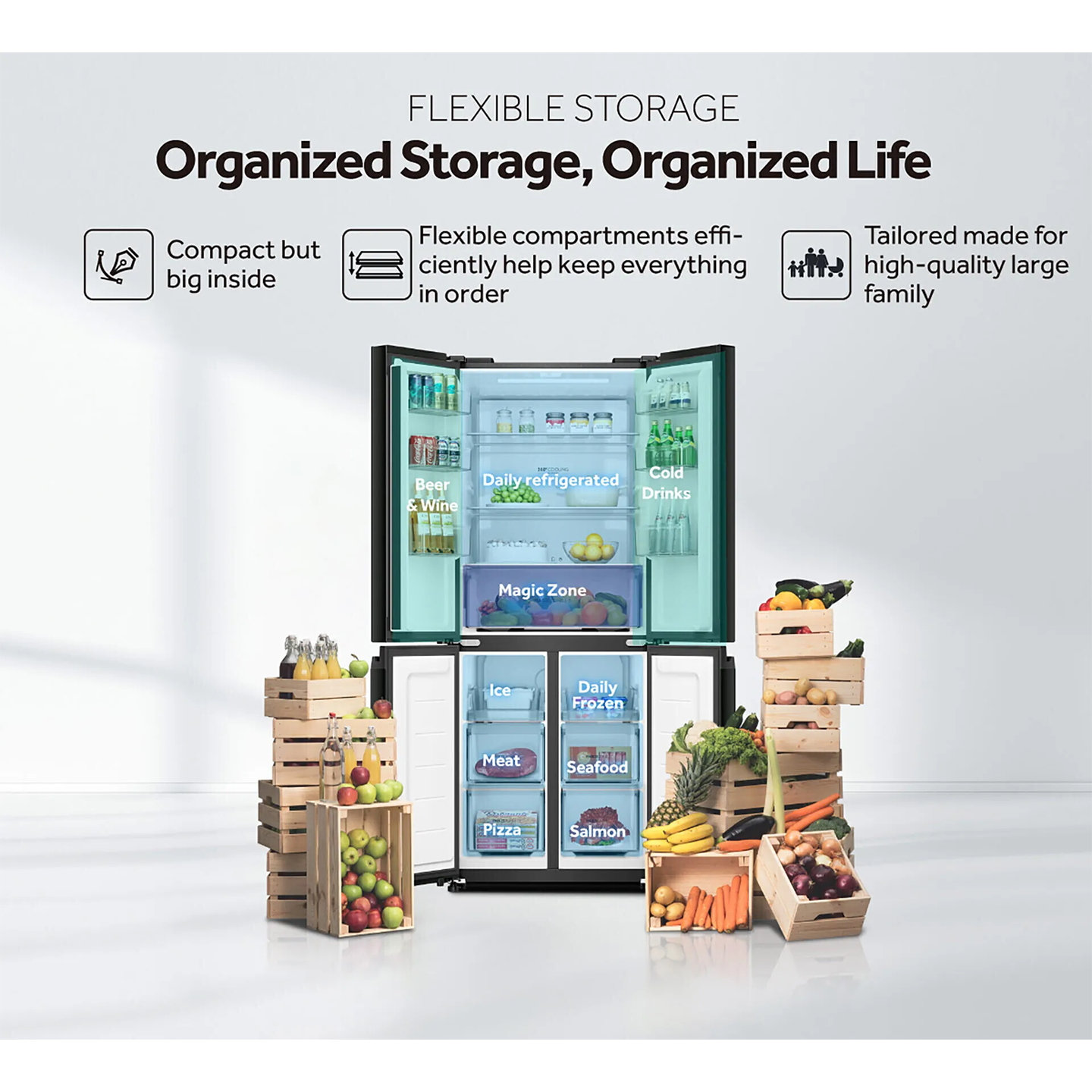 Haier 585L Multi-Door Inverter Glass Fridge Black (HRF-IG585EM)