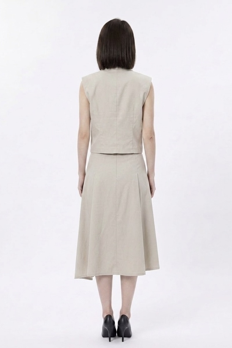 1879BS Elara Tailored Asymmetric Midi Dress