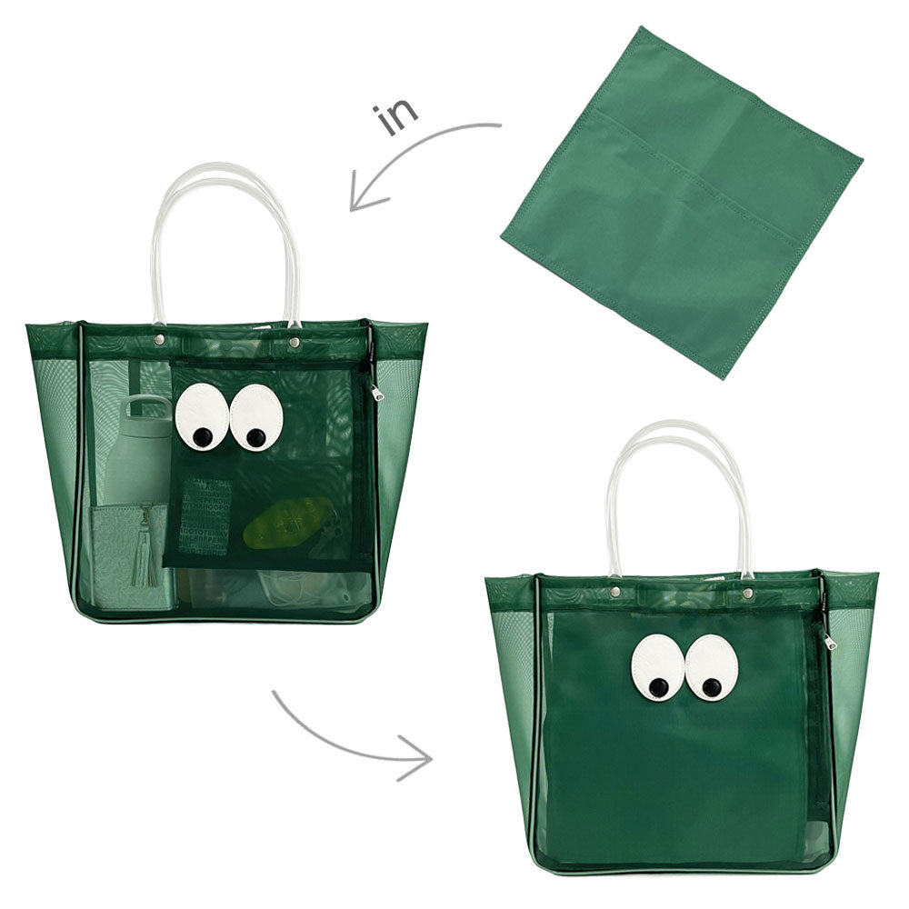 🆕【⭐訂購⭐】日本直送 🇯🇵🌀Rootote Square Gaze 系列 可愛 網眼 半透明 #Totebag (連收納袋)［4款選］🌀 [ELJD-0144][261116]