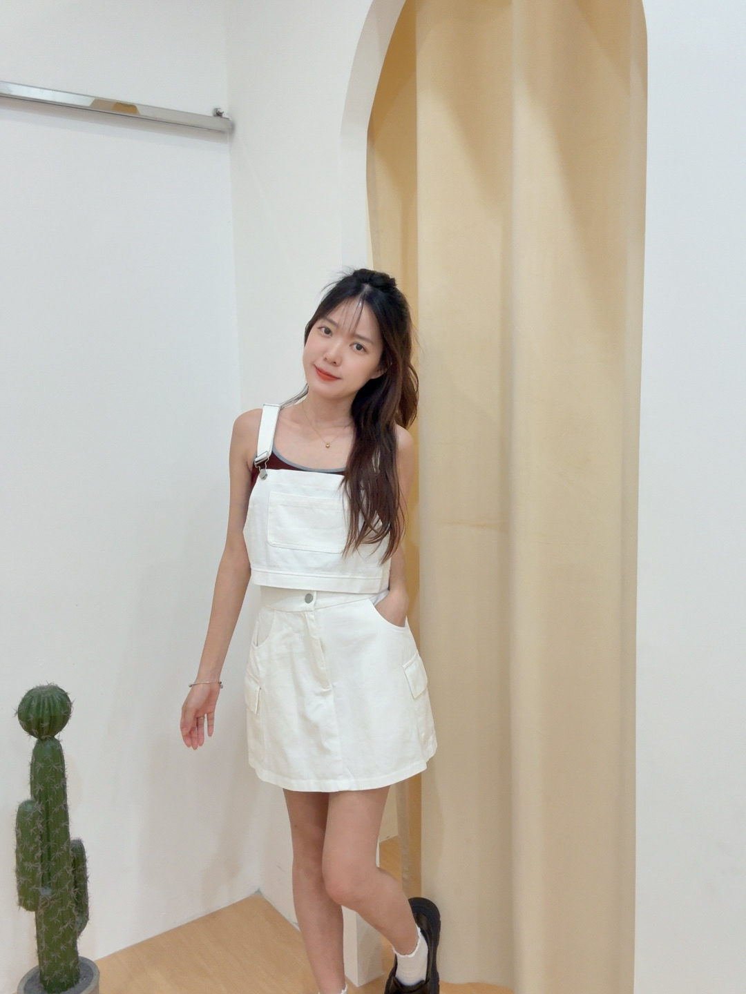 韩版吊带背心+工装半身短裙两件套 R2707