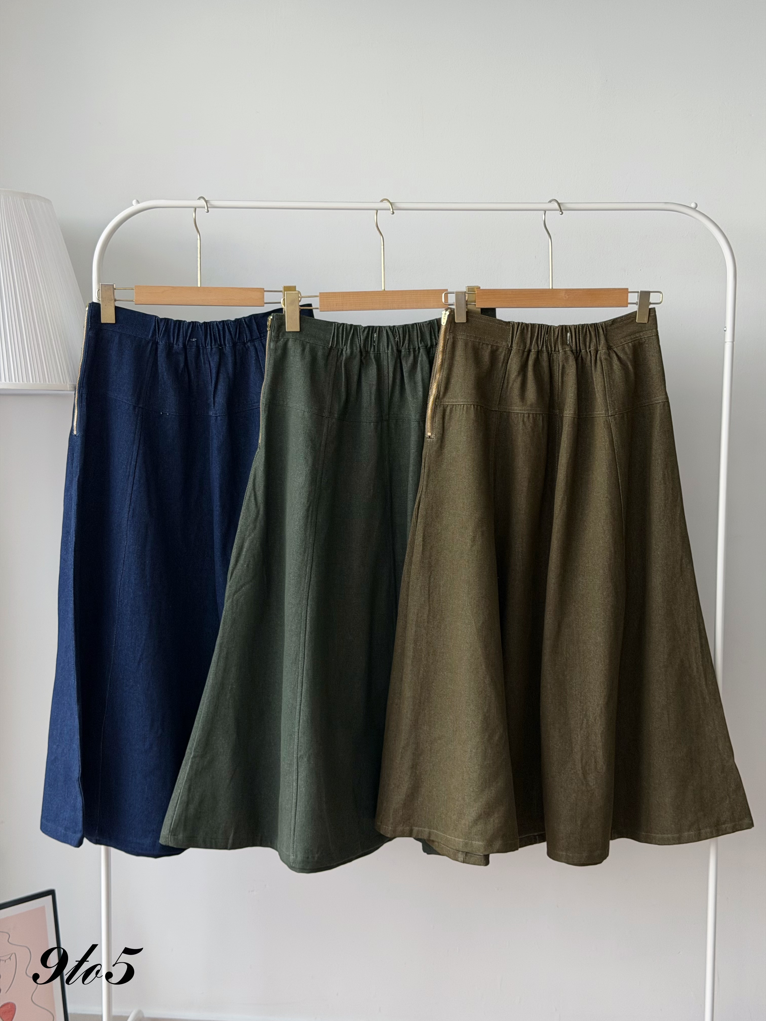 S2027 A Line Long Denim Skirt - 3 Colors