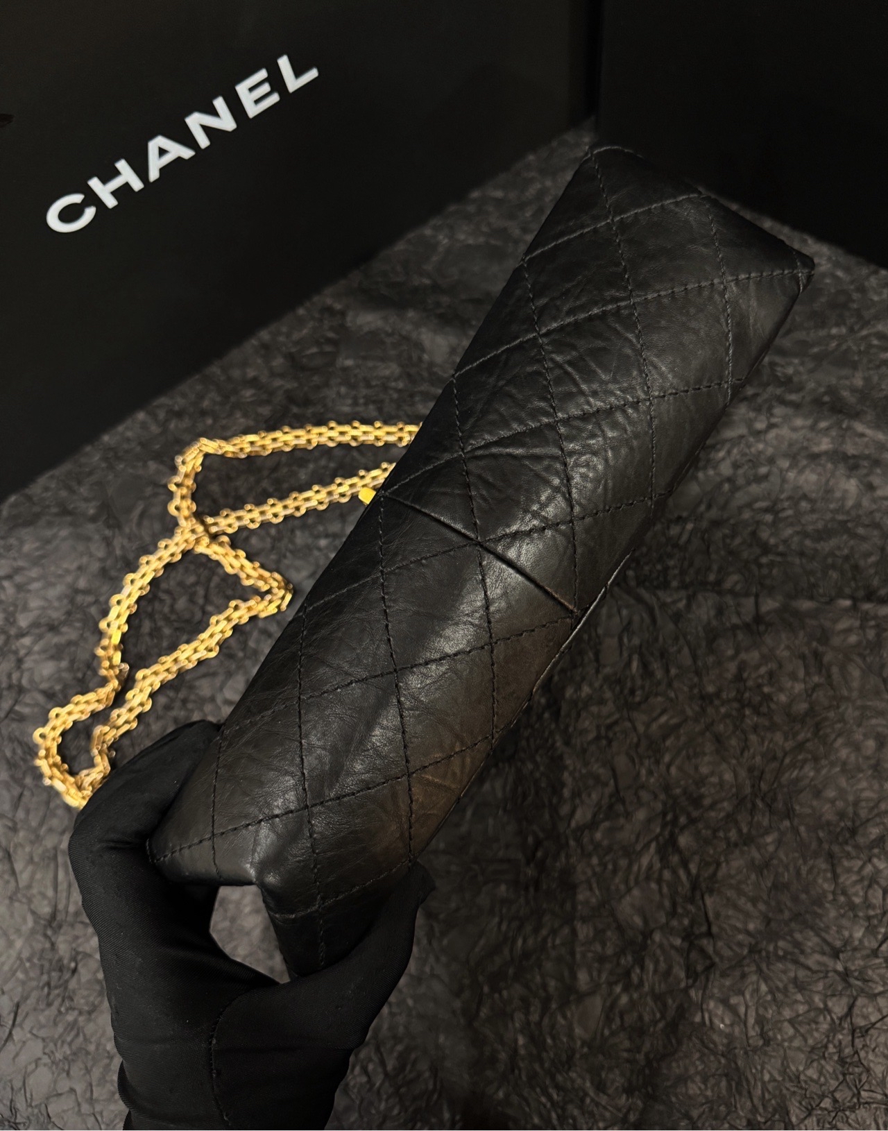 【預訂貨品】Chanel  2.55黑金腋下包