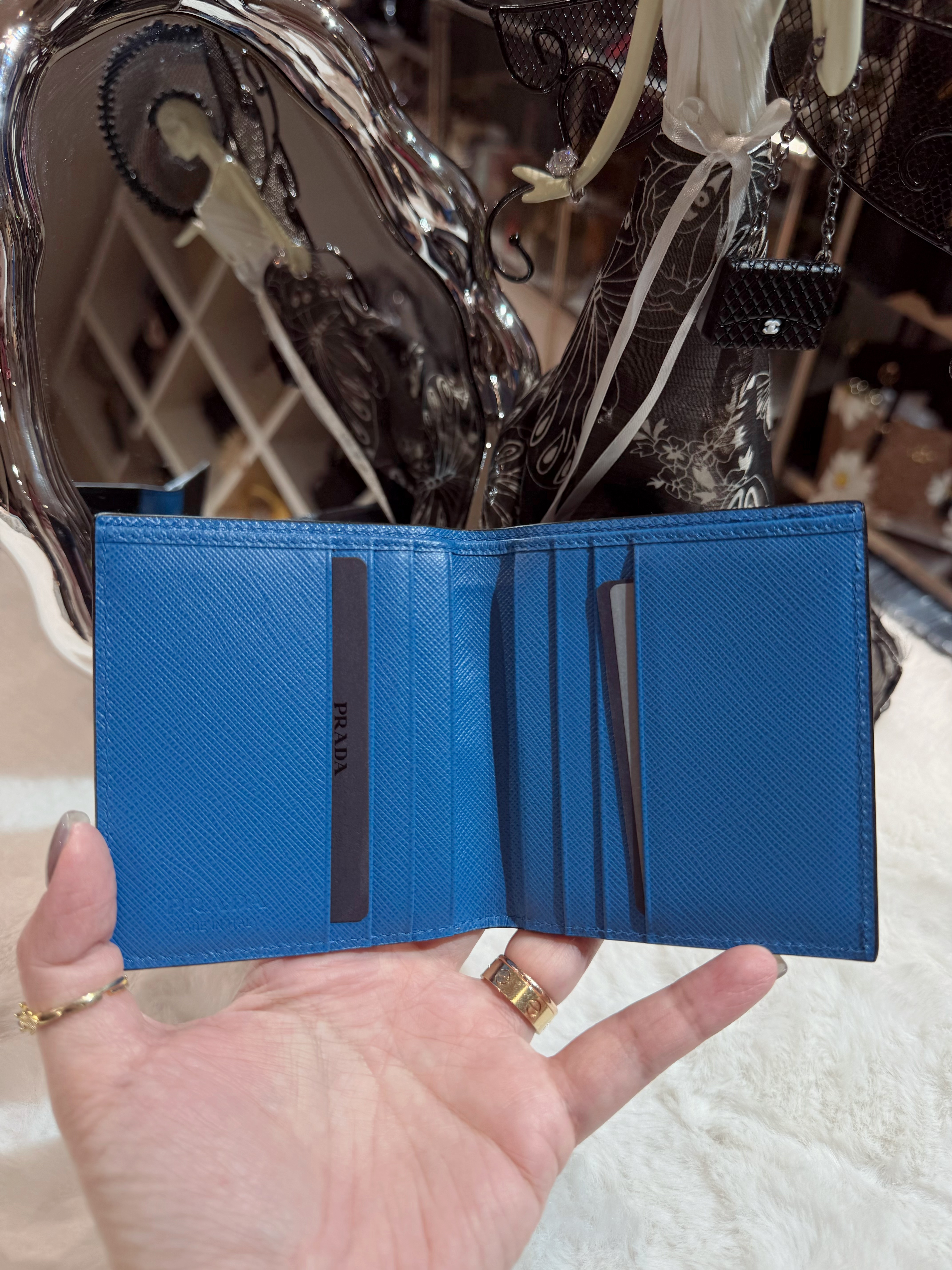 Prada slim small wallet 6cc/sf/blk/blie