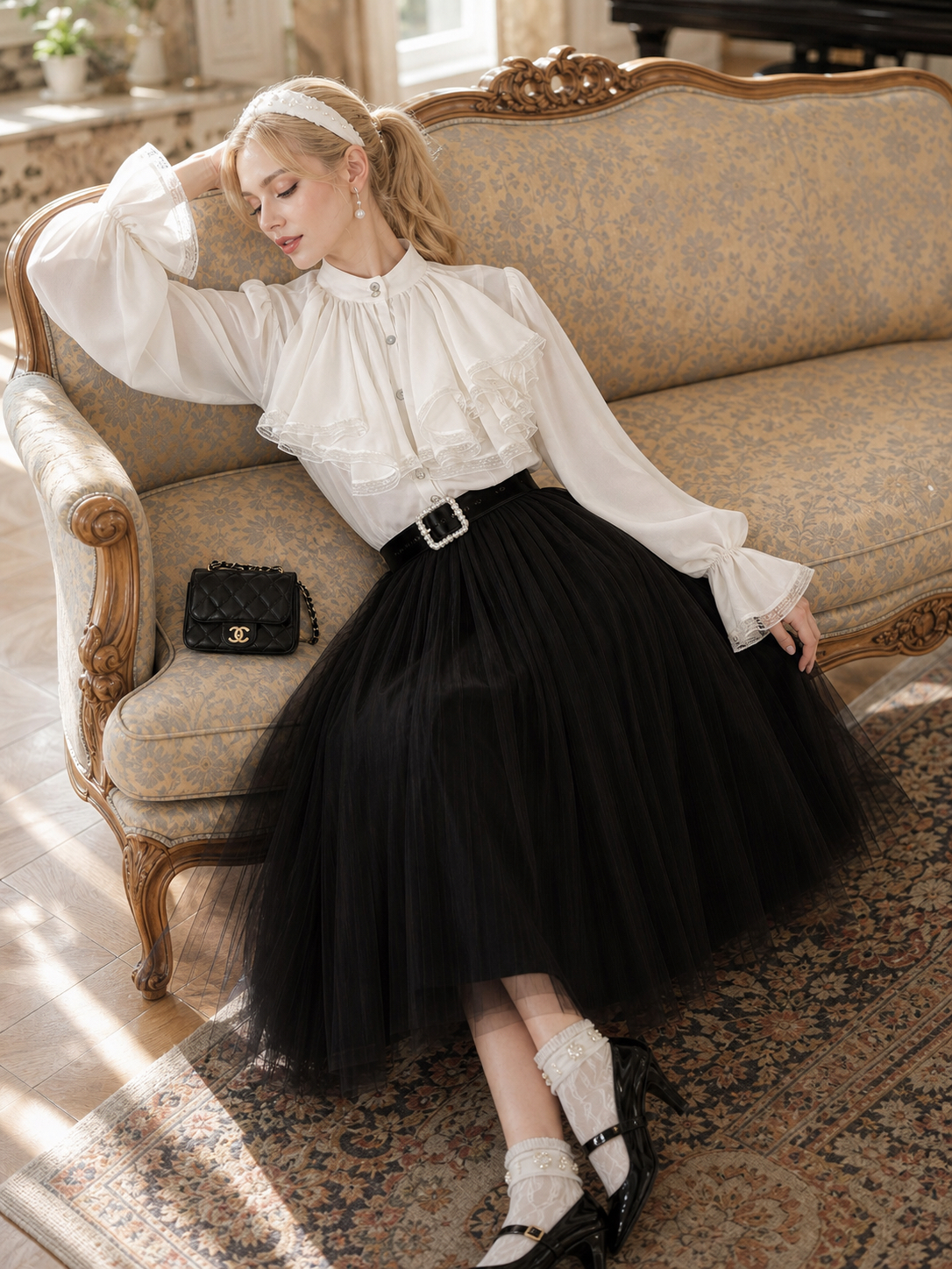 經典電影蕾絲荷葉領巾小王子貴族襯衫 The Little Prince Grand Ruffle Lace Blouse