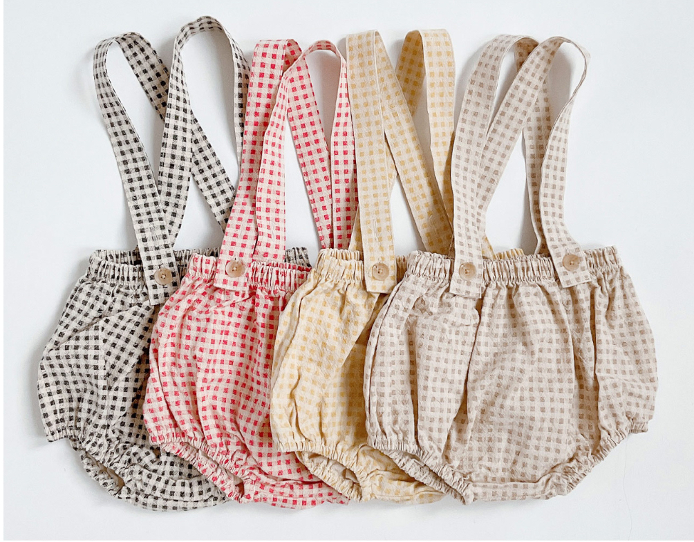 Dottodot 清新小格吊帶包屁衣(M)