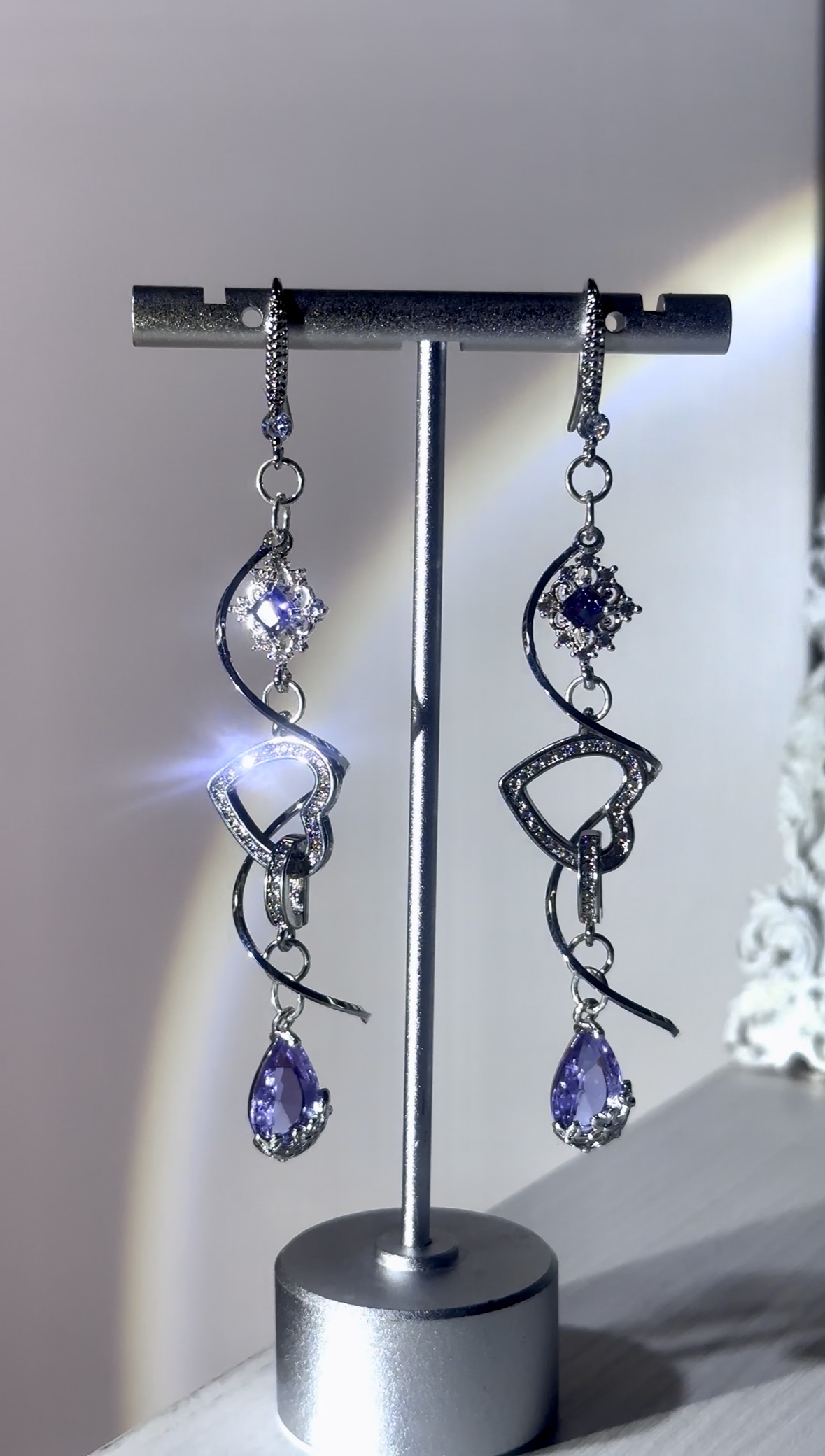 旋轉紫心鎖扣耳環💜