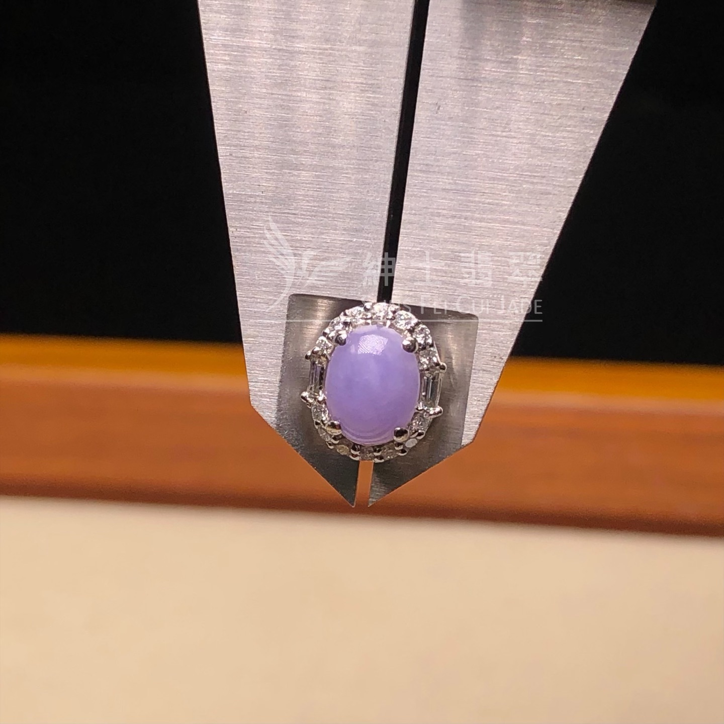 紫羅蘭蛋面鑲鑽耳環