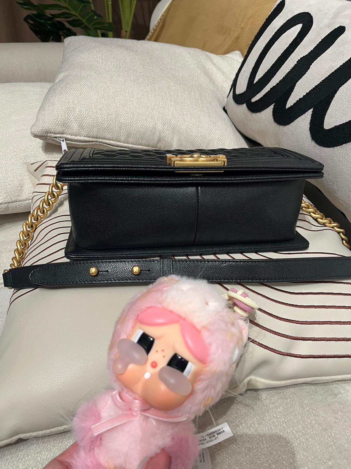 Chanel boy 25cm A67086 黑色荔枝牛皮金扣 100%Authentic,Unused ✅專門店收據收據✅28CARD✅dust bag✅box