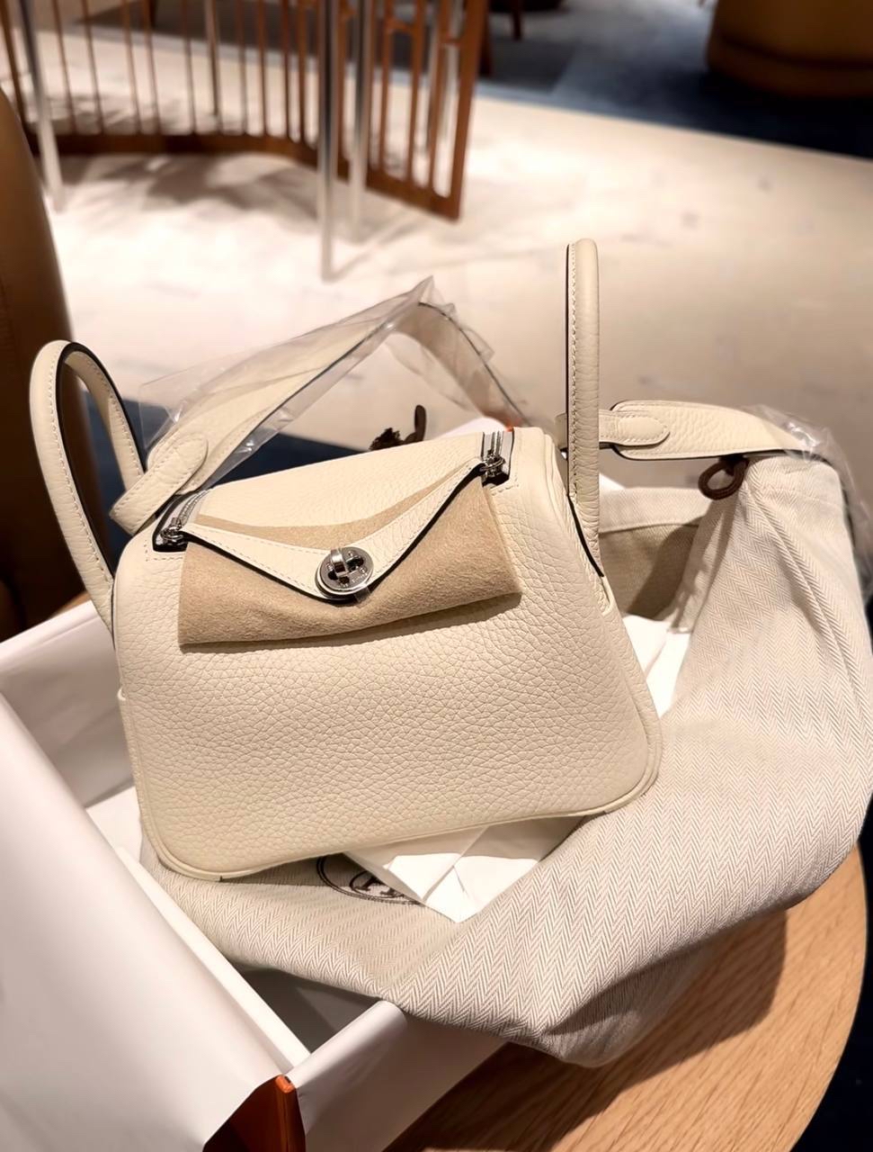 Mini Lindy II SO CREAM 新奶油白銀扣 TC K STAMP   