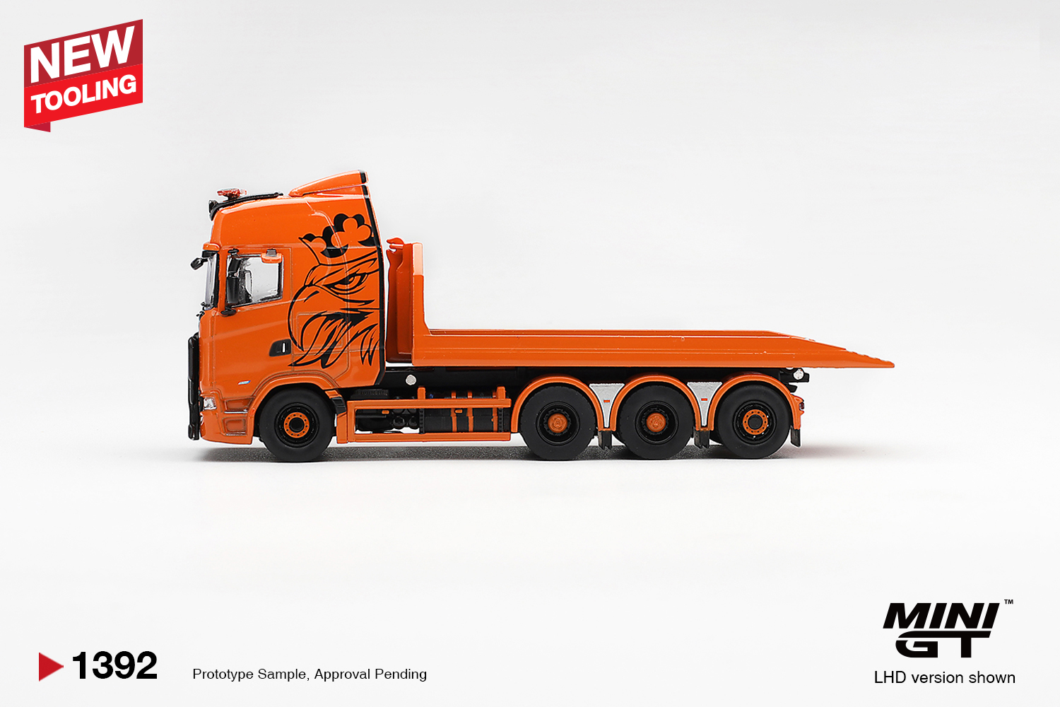 Pre Order MINI GT 1392 Scania 770S B8x4NA Hooklift Flatbed Orange｜ MINIGT 預訂優惠價: HK$572