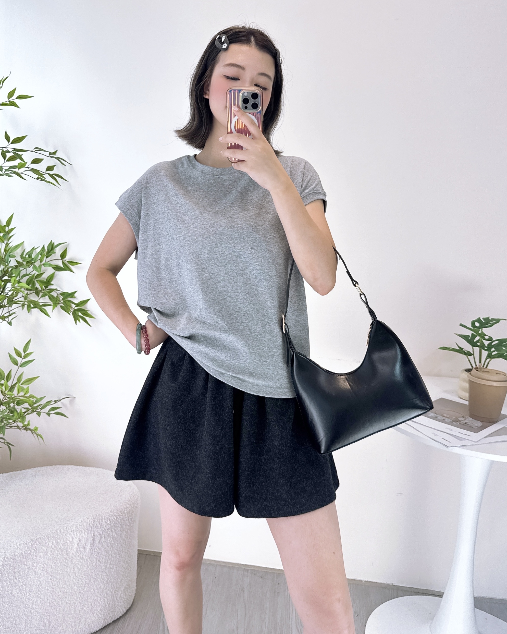 彈性純棉雞翼袖淨色上衣 8色