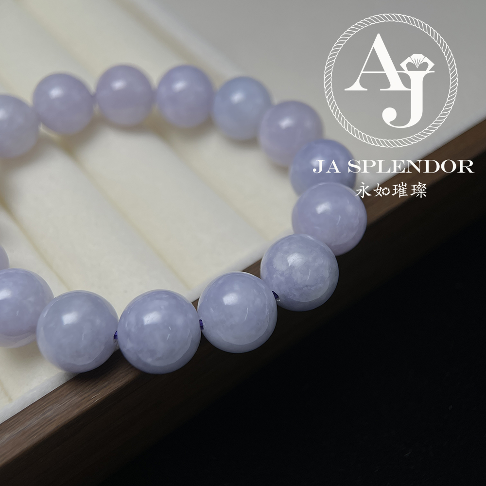 JB-266 天然翡翠A玉-紫圓珠手串(12mm)（旺人緣）