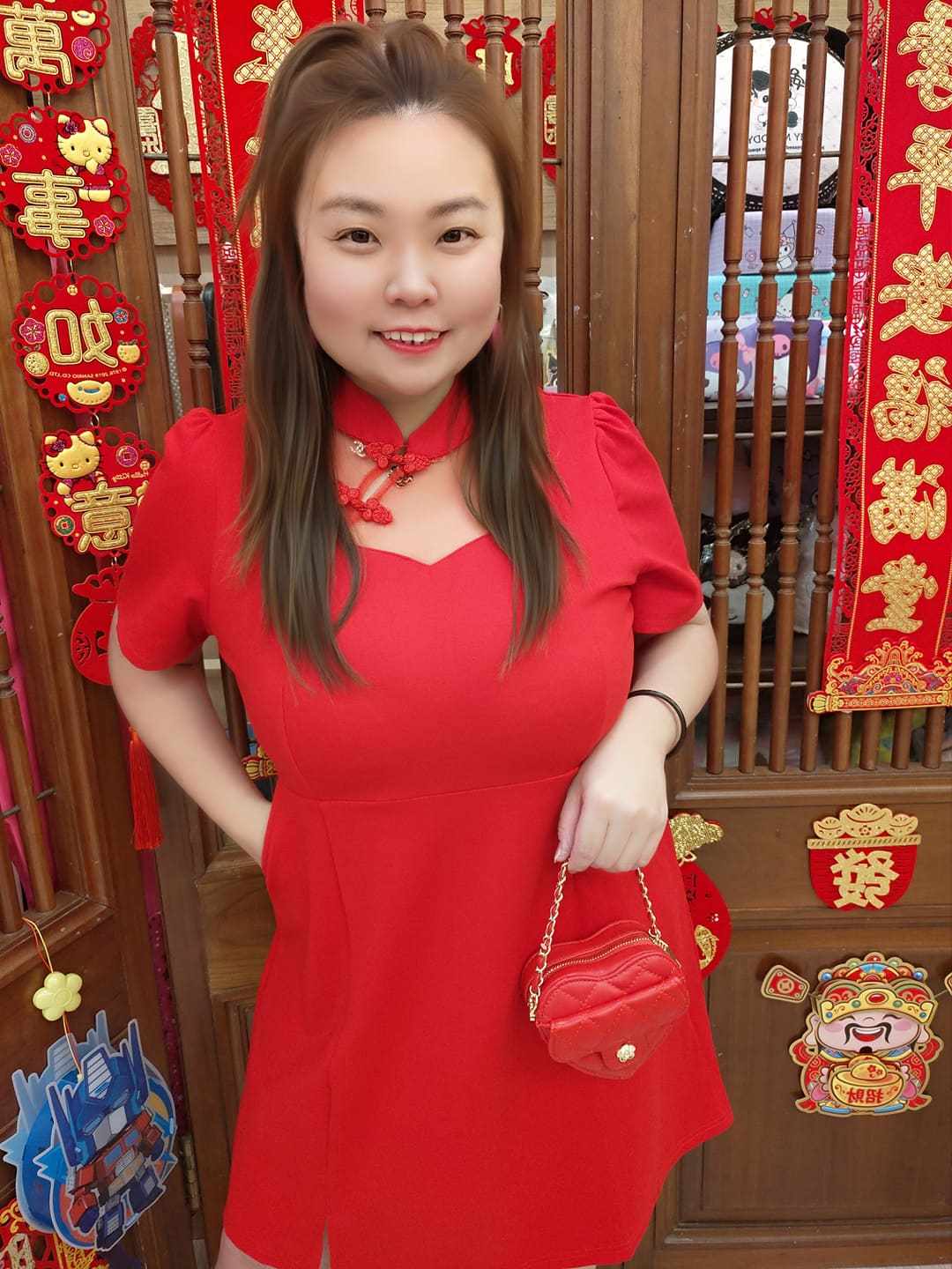 TW#5187 设计款透纱旗袍款连身裙