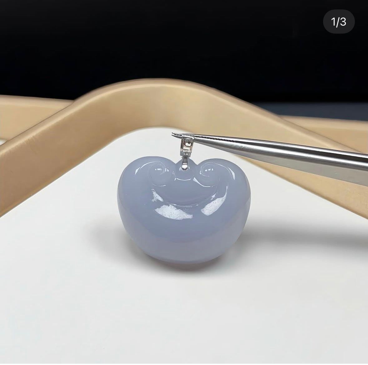 18K 扣頭藍紫翡翠如意頭吊墜