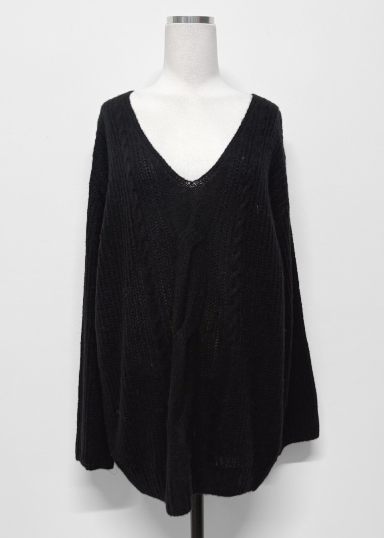 Cable Knit Oversized V-Neck Sweater