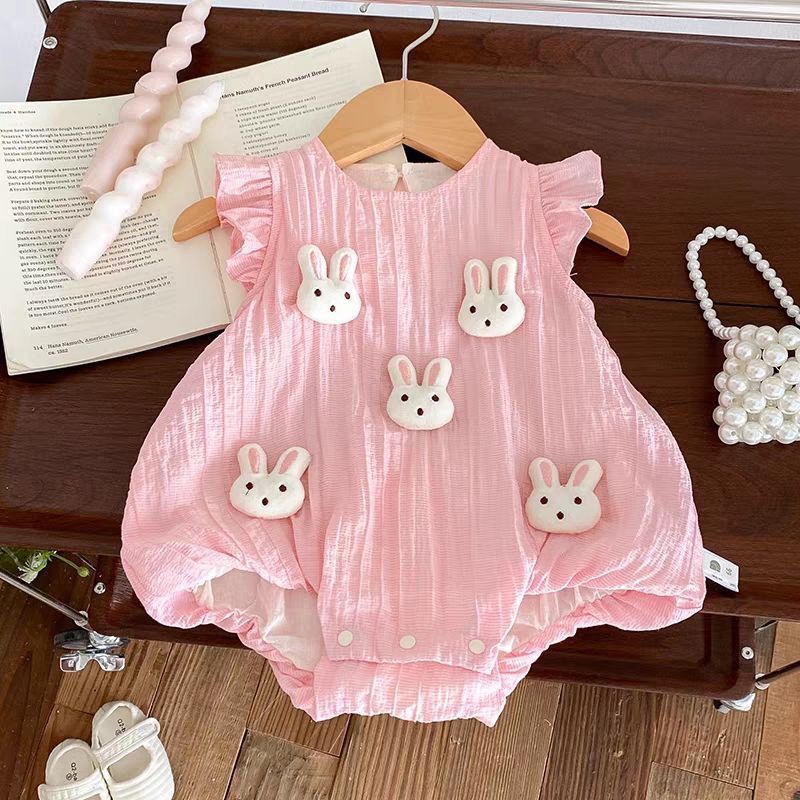 561241P | Adorable Pink Bunny Romper for Baby Girls