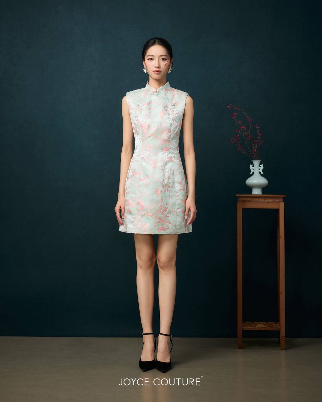 无袖传统旗袍连身裙 D0102