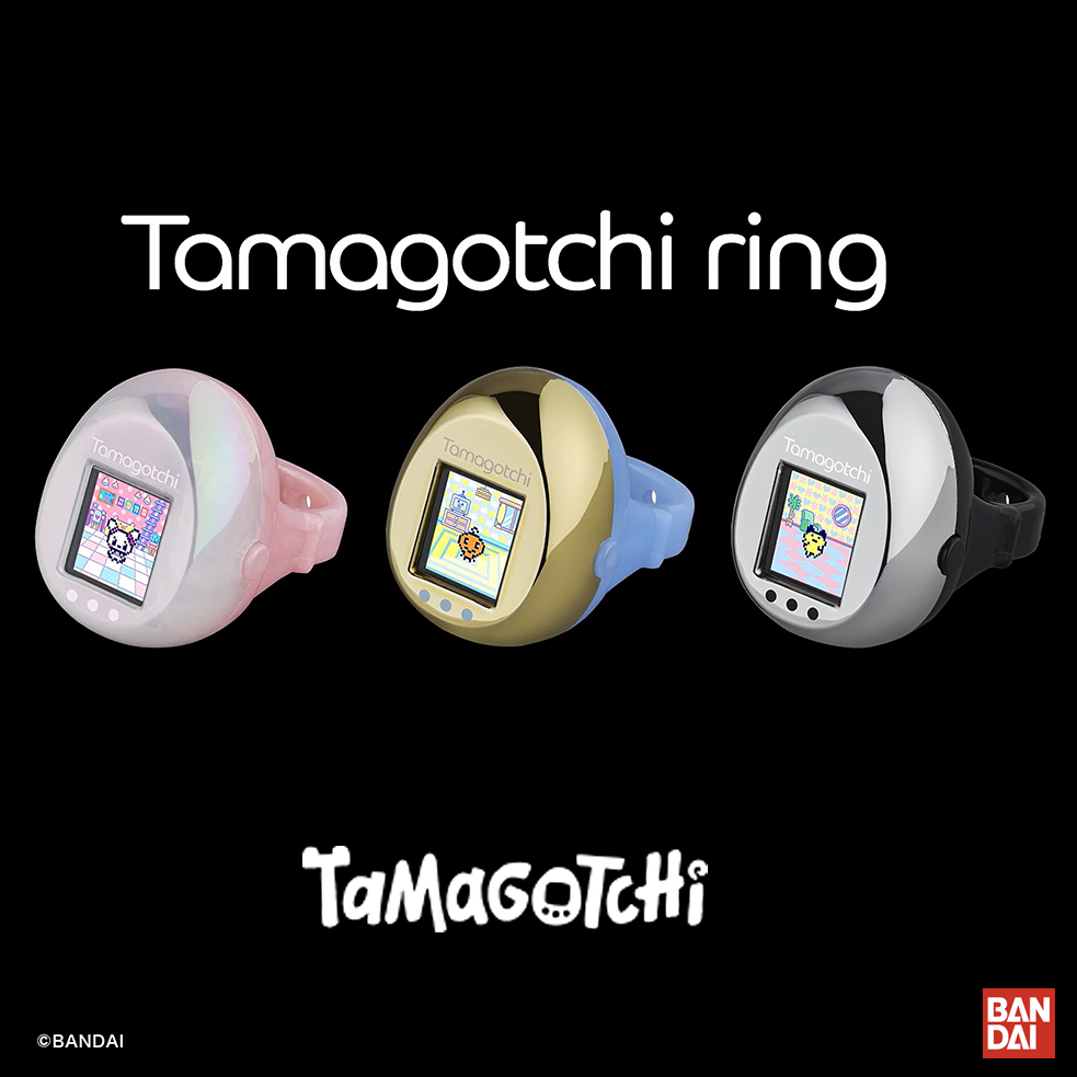 (預訂訂金 各$200) (總價 各$434) (魂限) Bandai 他媽哥池 戒指 (粉紅色 / 金色 / 銀色) (行版) Tamagotchi ring (Pink & Pearl White / Blue & Metalliic Gold / Black & Metallic Silver) 