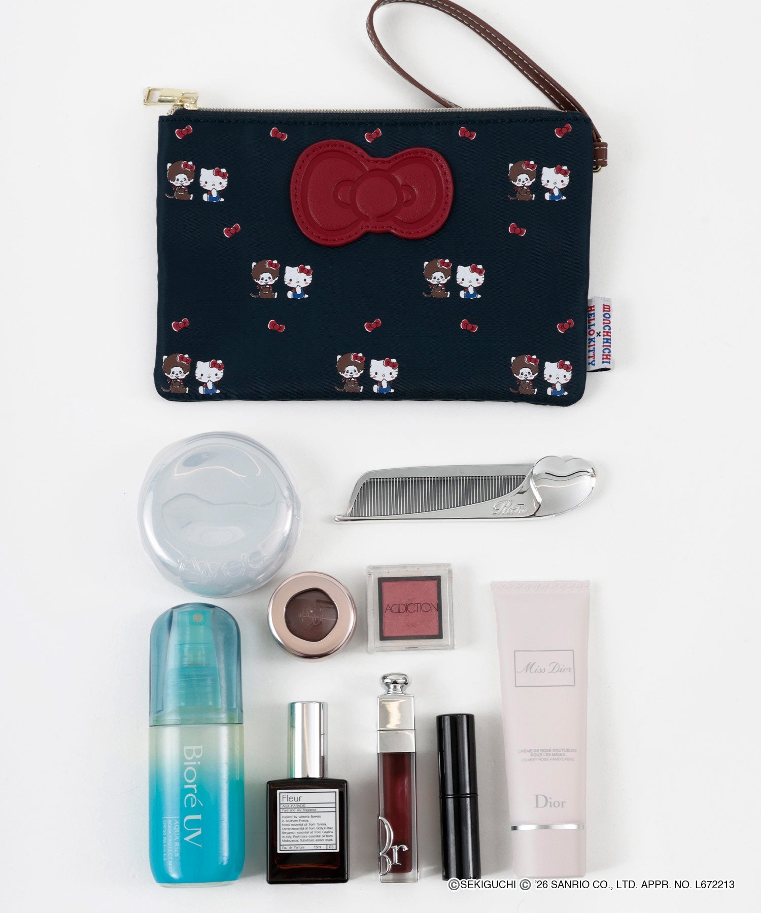 🎀【預訂】Monchhichi × Hello Kitty Pattern Pouch B