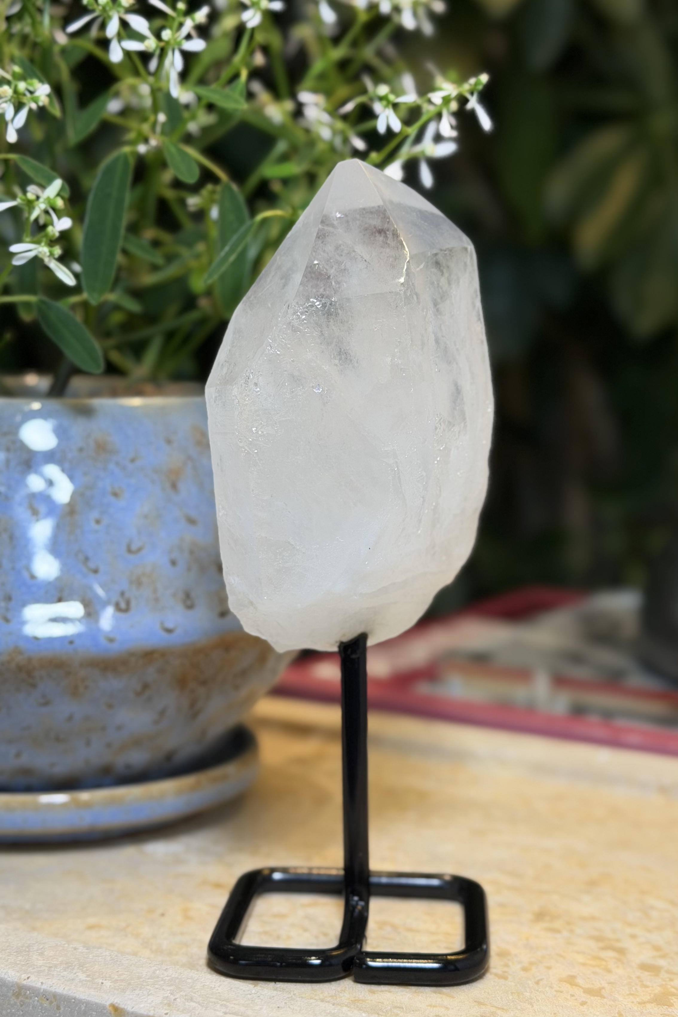  ༒14.2cm白水晶塔尖 連托架擺設༒ CQ.7093H89G2st-RA30*A51