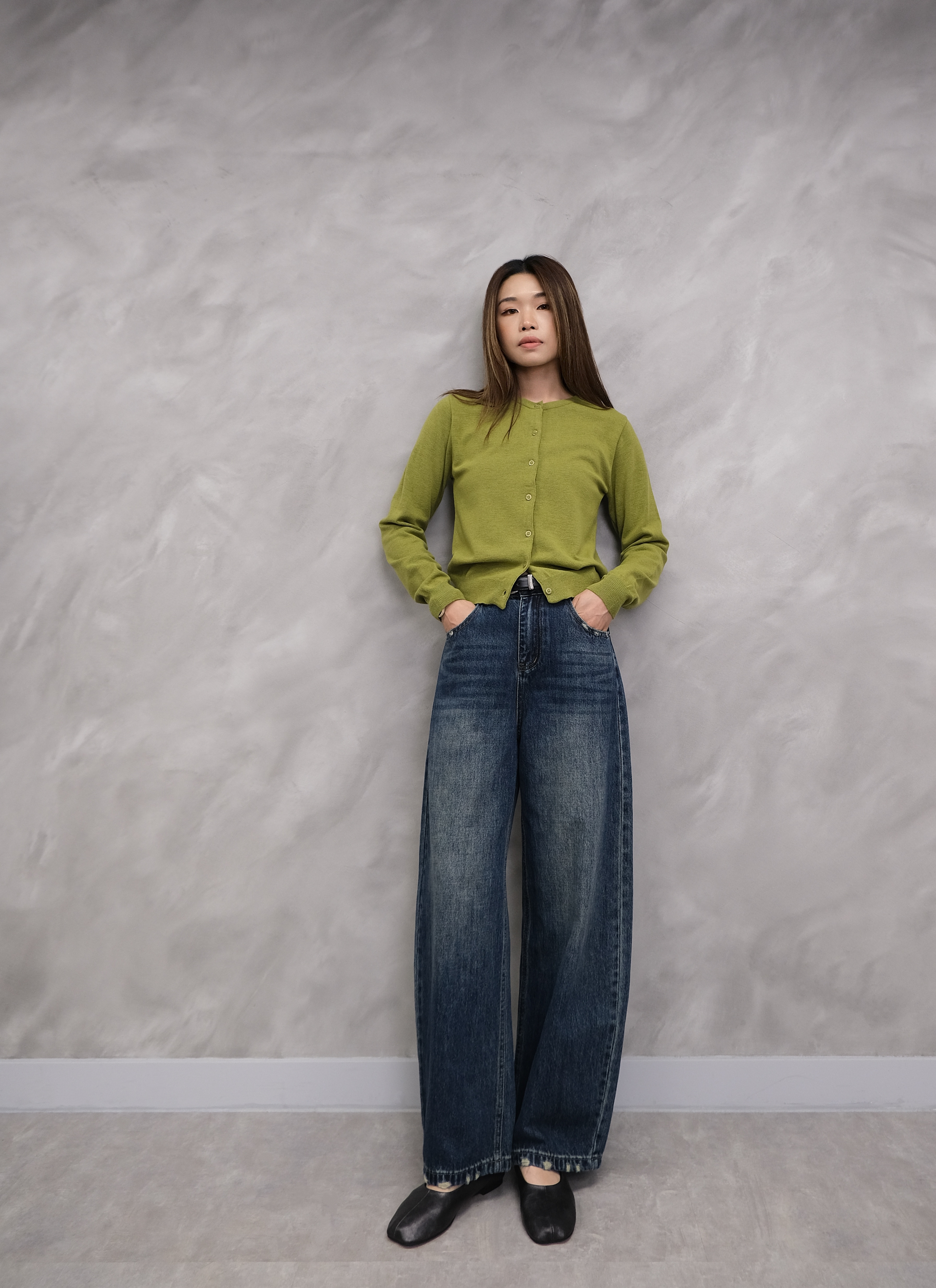 Soft Knit Round Neck Cardigan #jk30