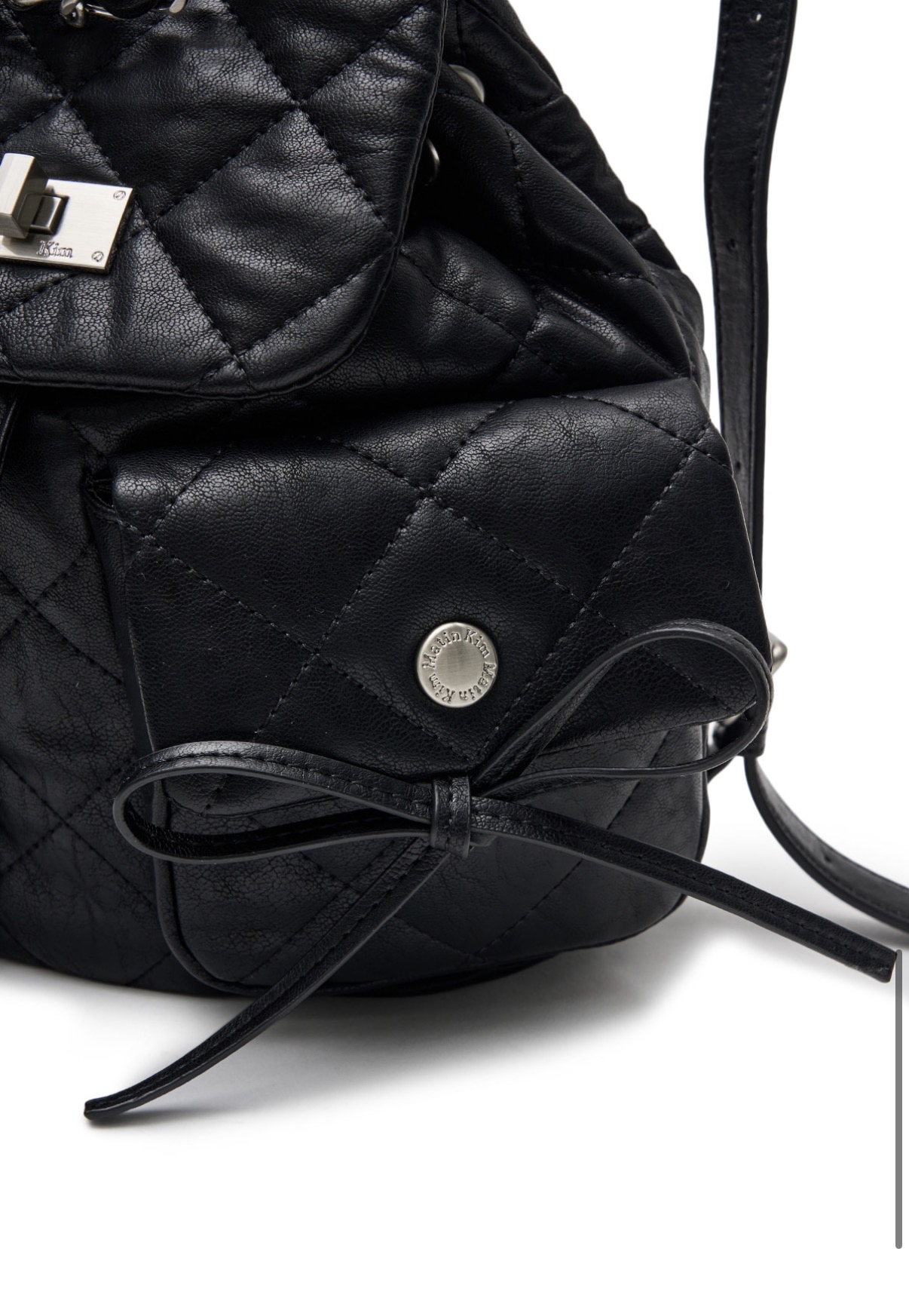 MATIN KIM 特價場 DOUBLE POCKET QUILTING MINI BACKPACK IN BLACK