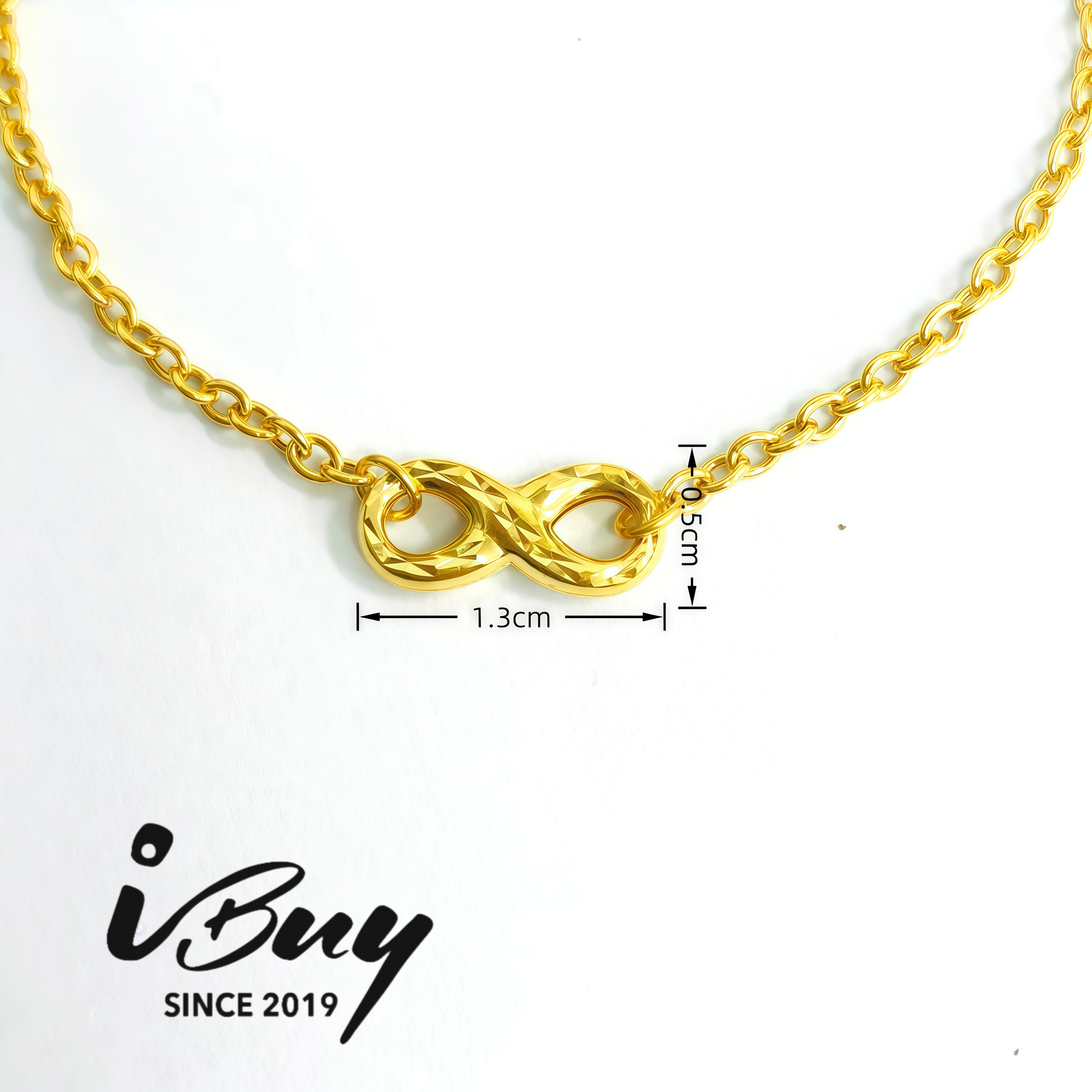 916 GOLD D.CUT INFINITY HOLLOW CABLE BRACELET 916 金 菱格纹无限标致空心万字手链