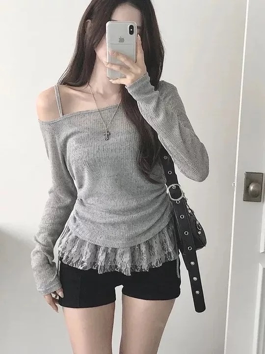 韓國兩件套(Lacy下擺背心+罩衫)