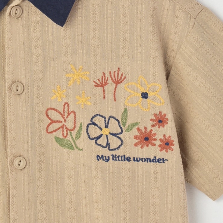 🇯🇵限量預訂 日本直送🇯🇵MY LITTLE WONDER 兩色花卉刺繡純棉短袖襯衫