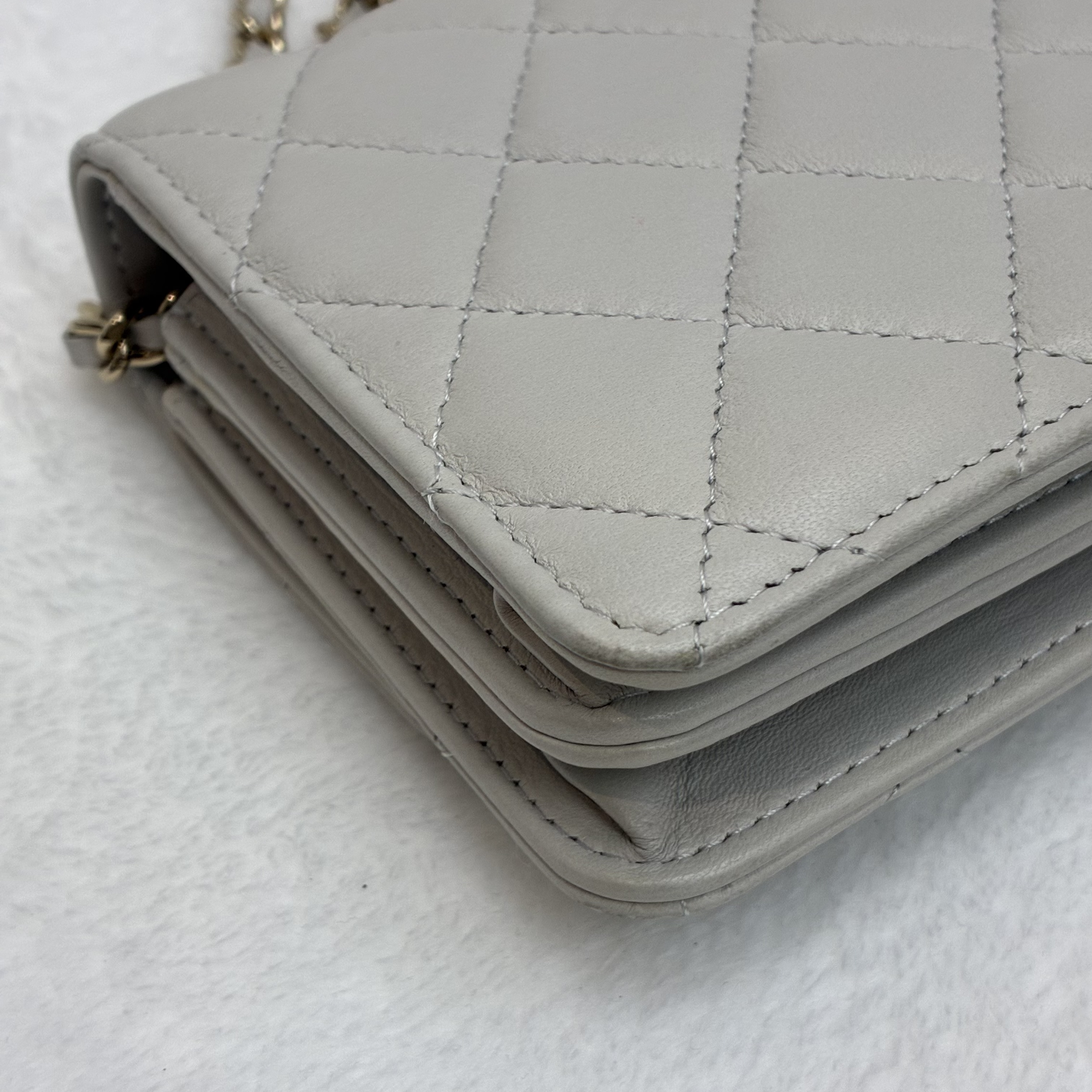 full set Chanel trendy cc 手柄woc 淺灰色羊皮 溫柔風🤍