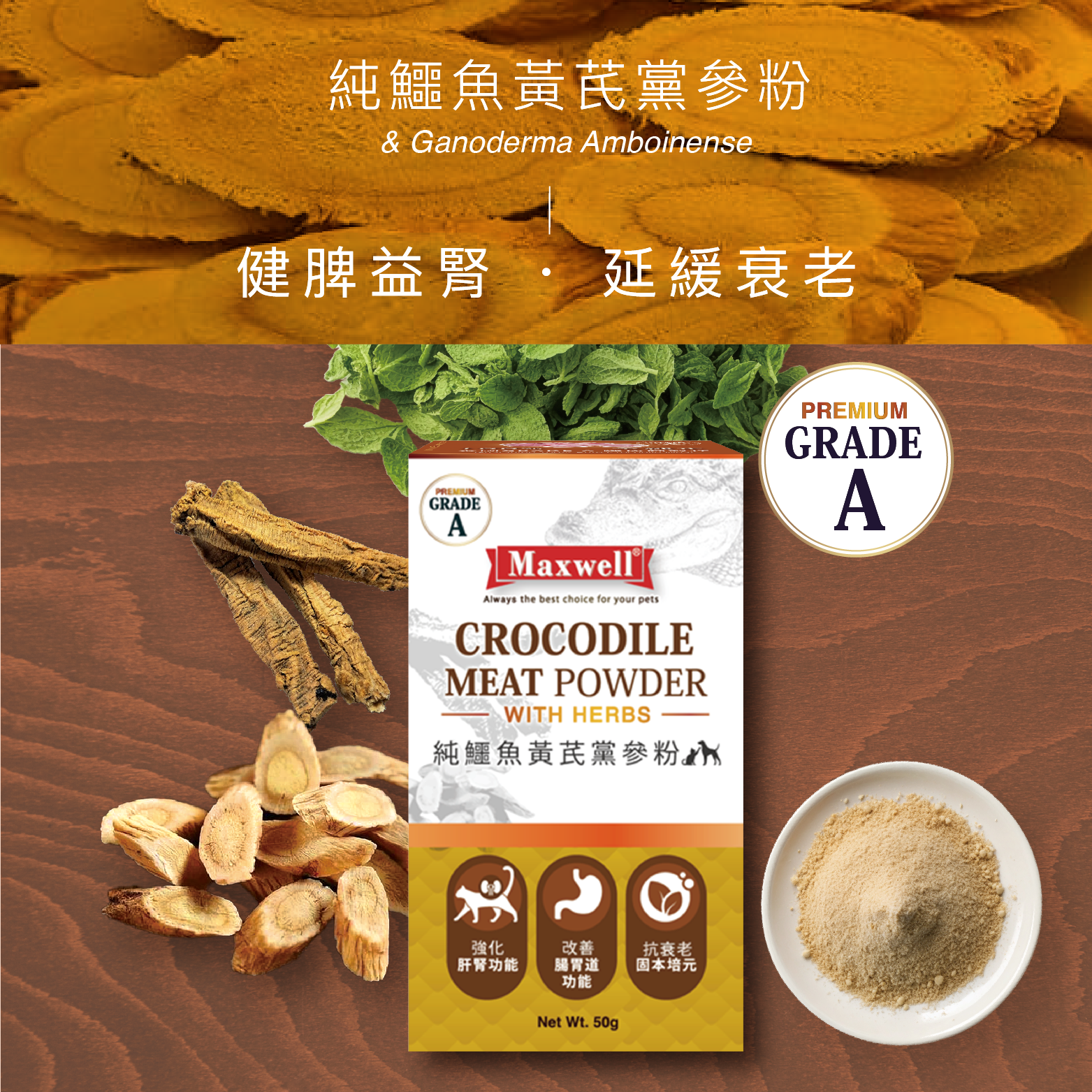 Maxwell|純鱷魚黃芪黨參粉50g (MXA-4729)