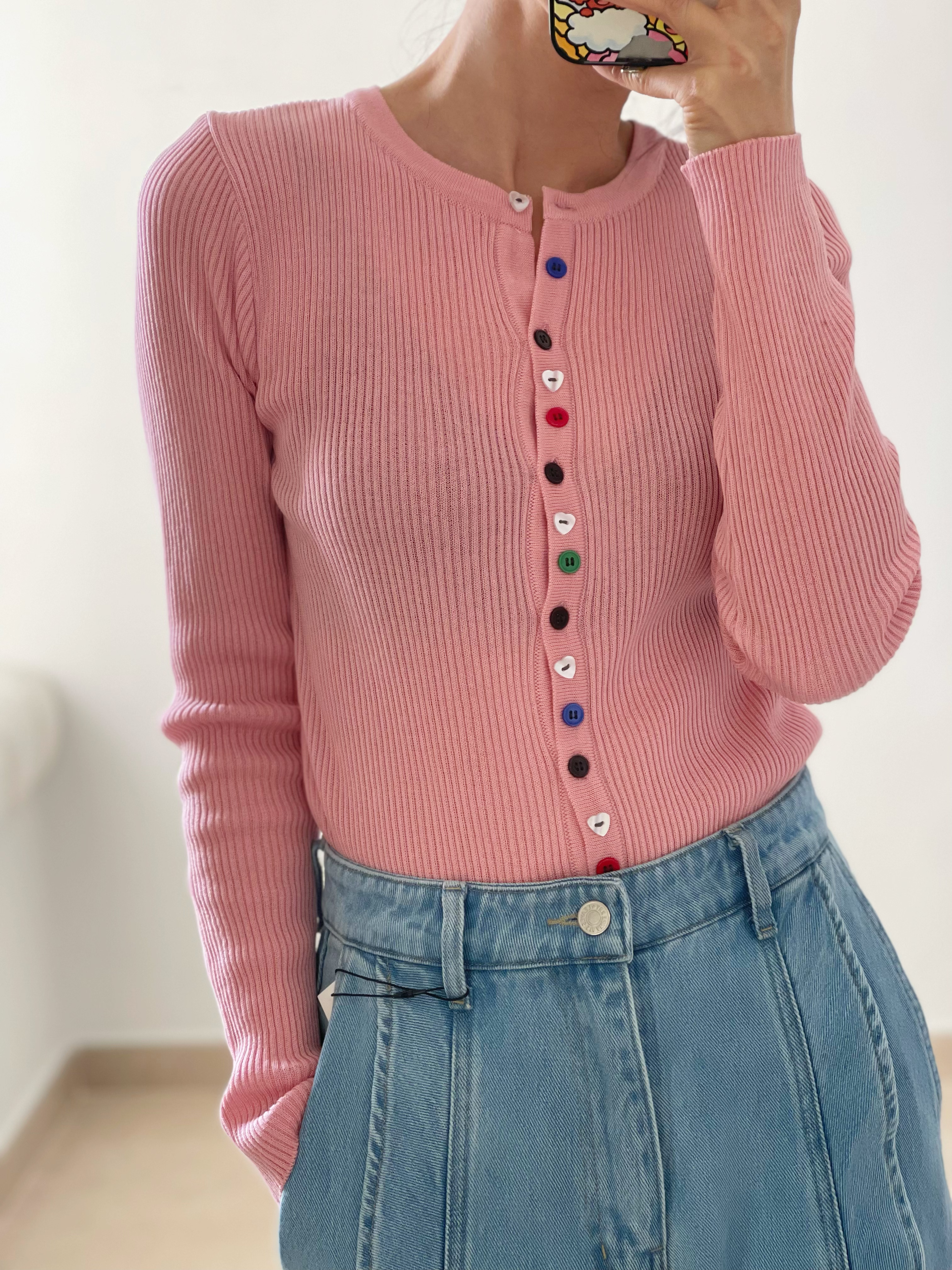 Rainbow buttons cardi/top