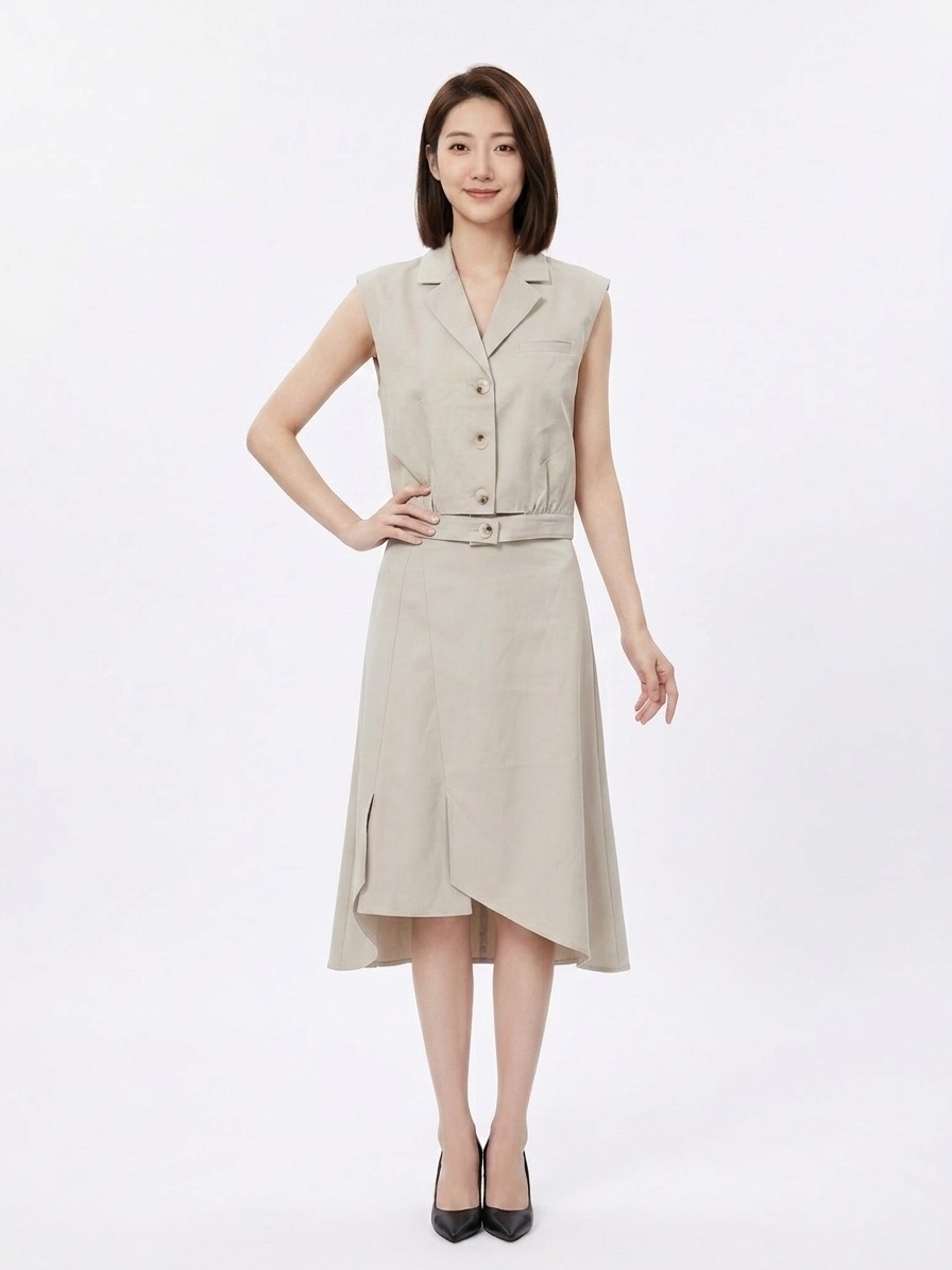 1879BS Elara Tailored Asymmetric Midi Dress