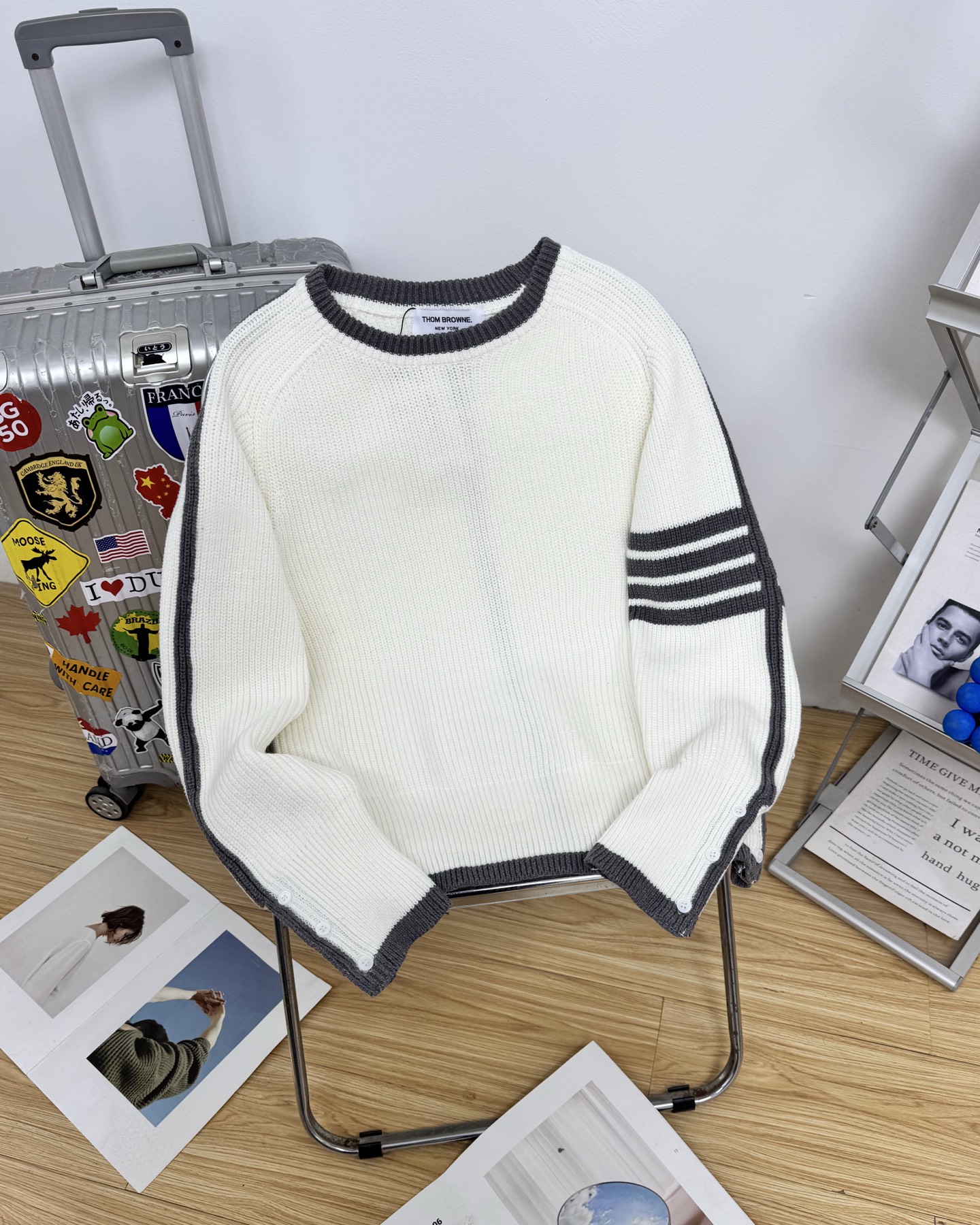 Thom Browne 白灰拼色圓領冷衫