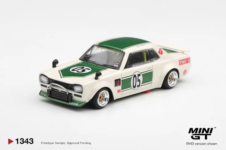 (預訂 Pre Order) Mini GT ( MGT01343-R ) Nissan Skyline LB-WORKS "HAKOSUKA" White / Green
