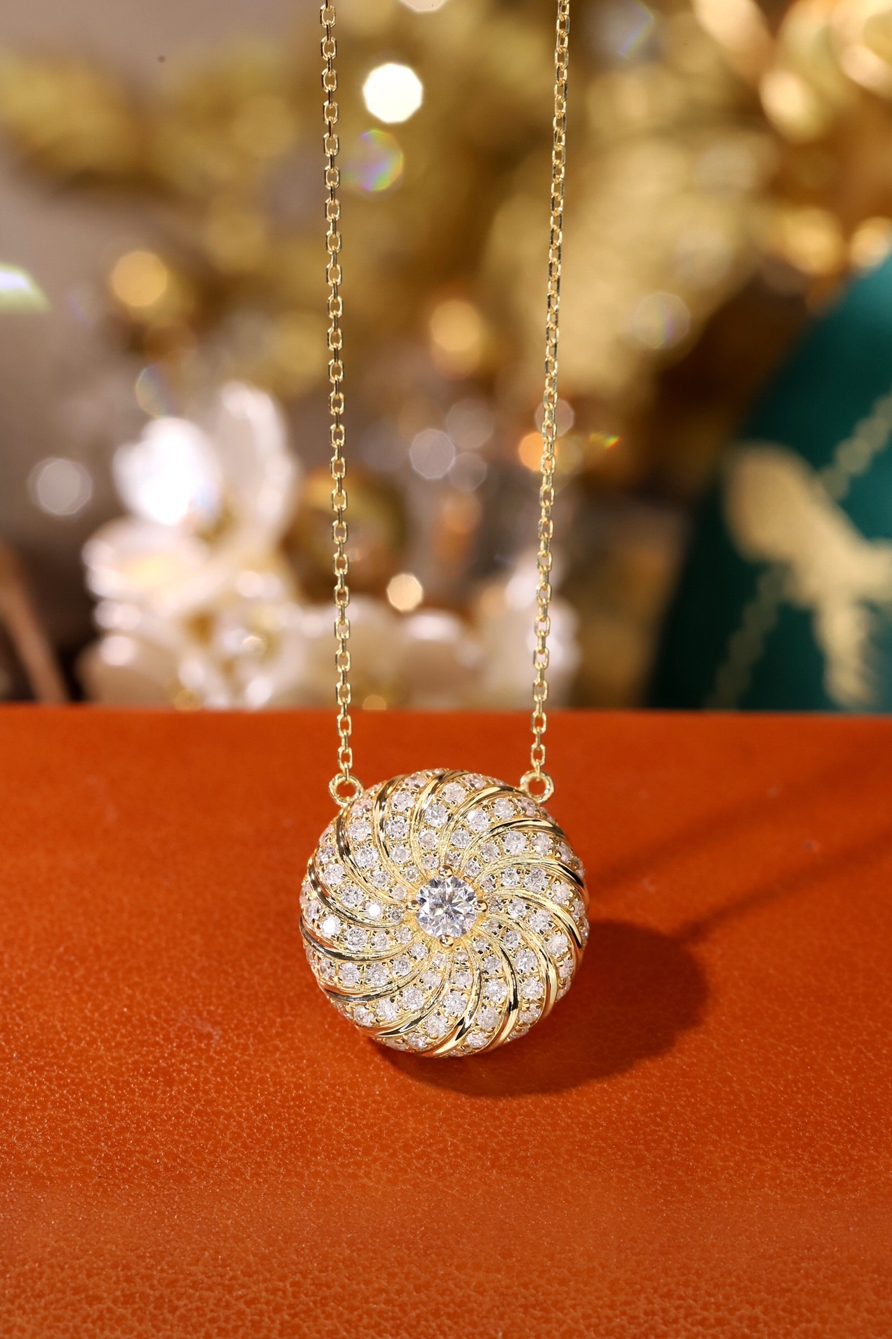 Radiant Swirl Diamond Pendant
