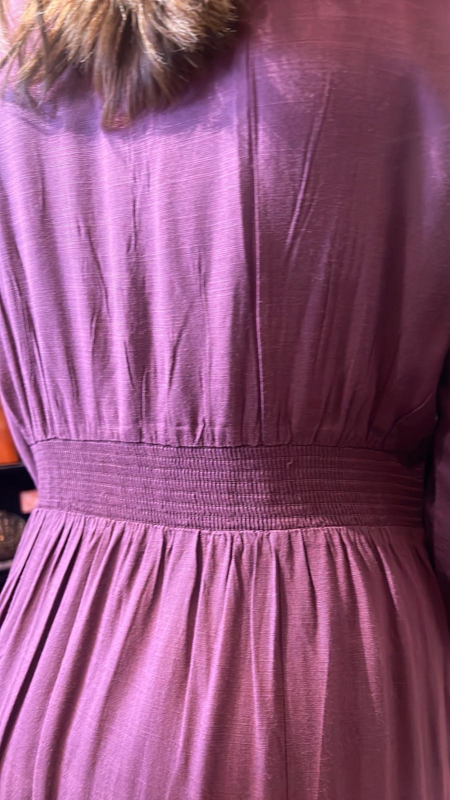 Purple V-neck Double Lace Collar Emb. OP 48"  #1023