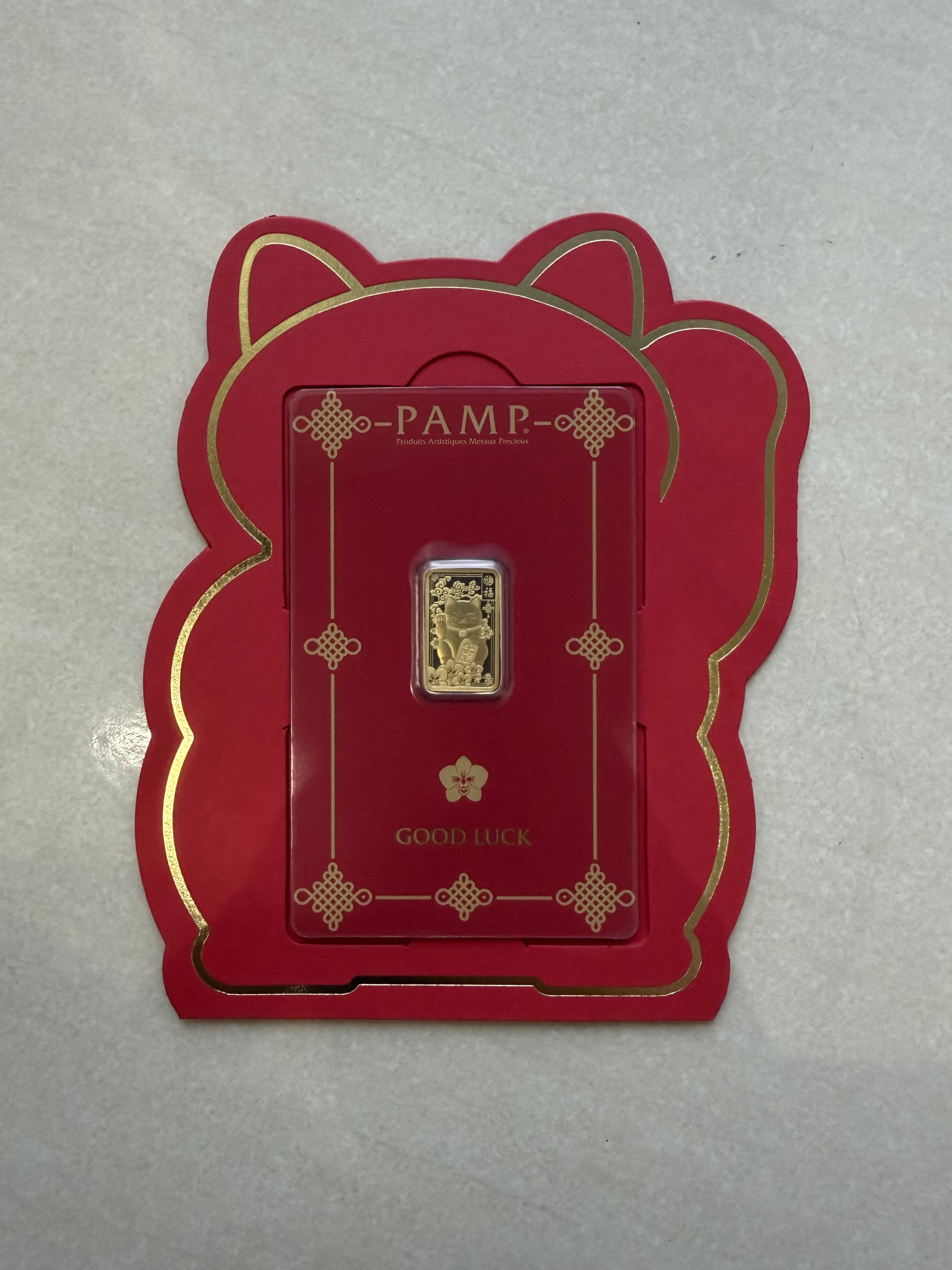(SN:10920) PAMP Good Luck Cat 2.5g 🇨🇭Swiss Fine Gold Bar Emas 999.9 招财猫