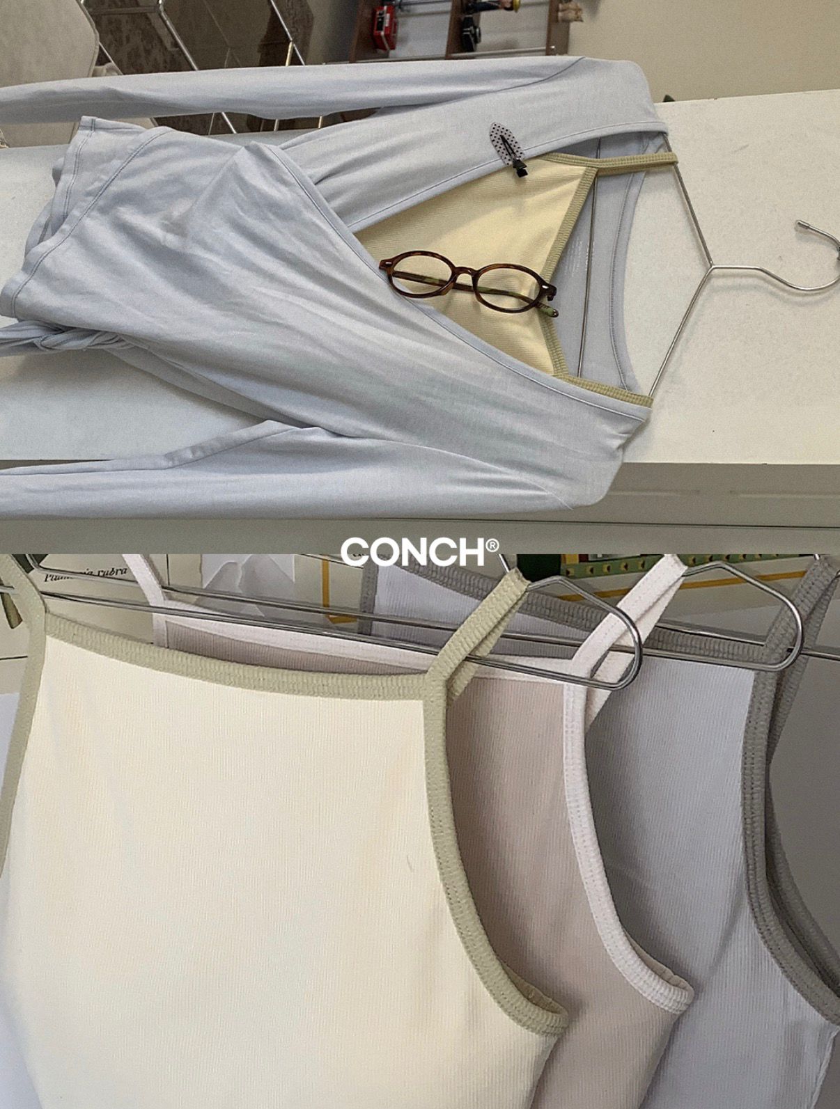 預購_Cap-embedded color cropped sleevelesss by Conch