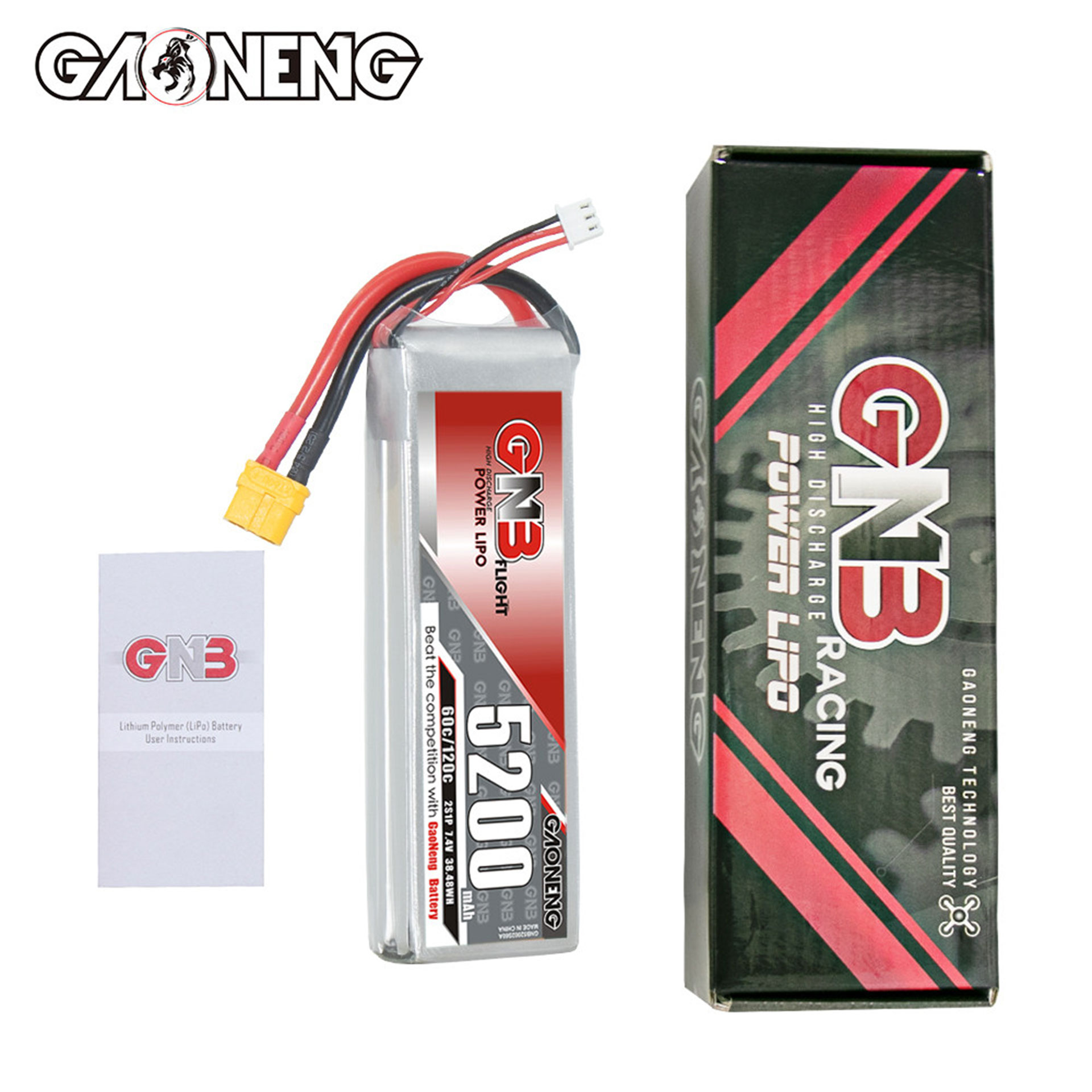 全新 GNB GAONENG 7.4V 5200mah (60c) Li-Po Battery | 鋰電池 | XT60插