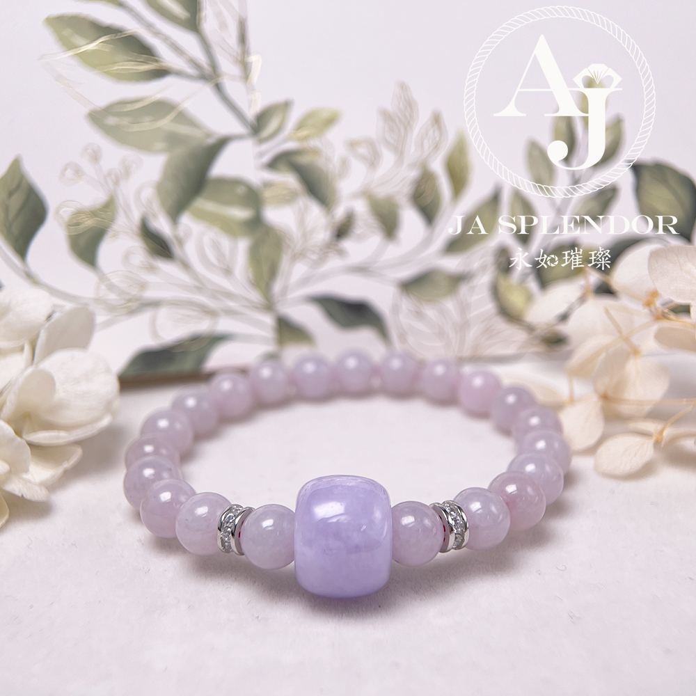 FBG26-H18 天然翡翠A玉-冰種紫羅蘭路路通拼粉色翡翠手串（旺人緣）