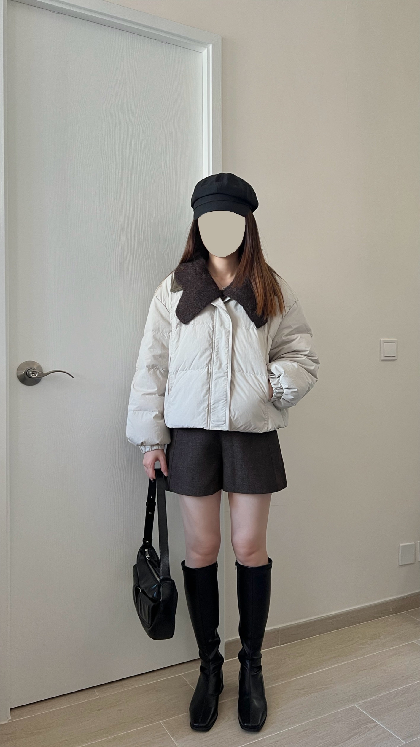 大蝴蝶領口混色毛衣 現貨