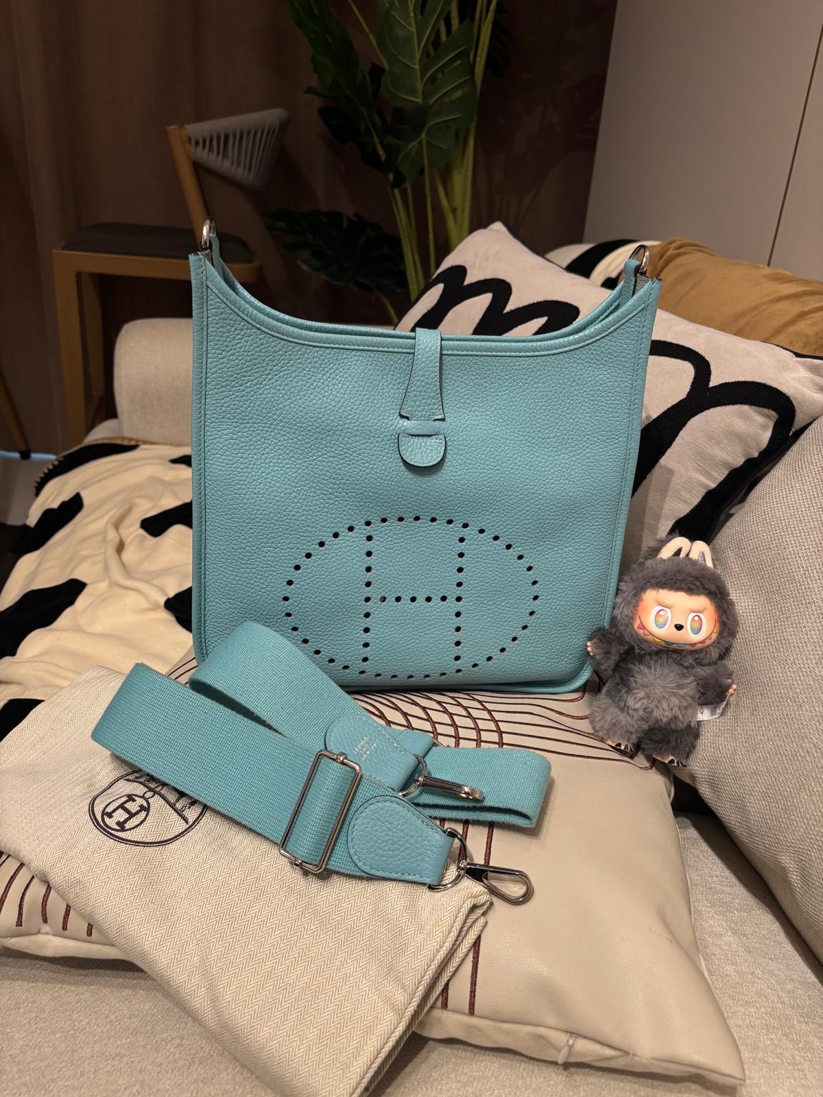 Hermes evelyne 29,STAMP T,blue atoll 100%Authentic ,95%new✅dust bag