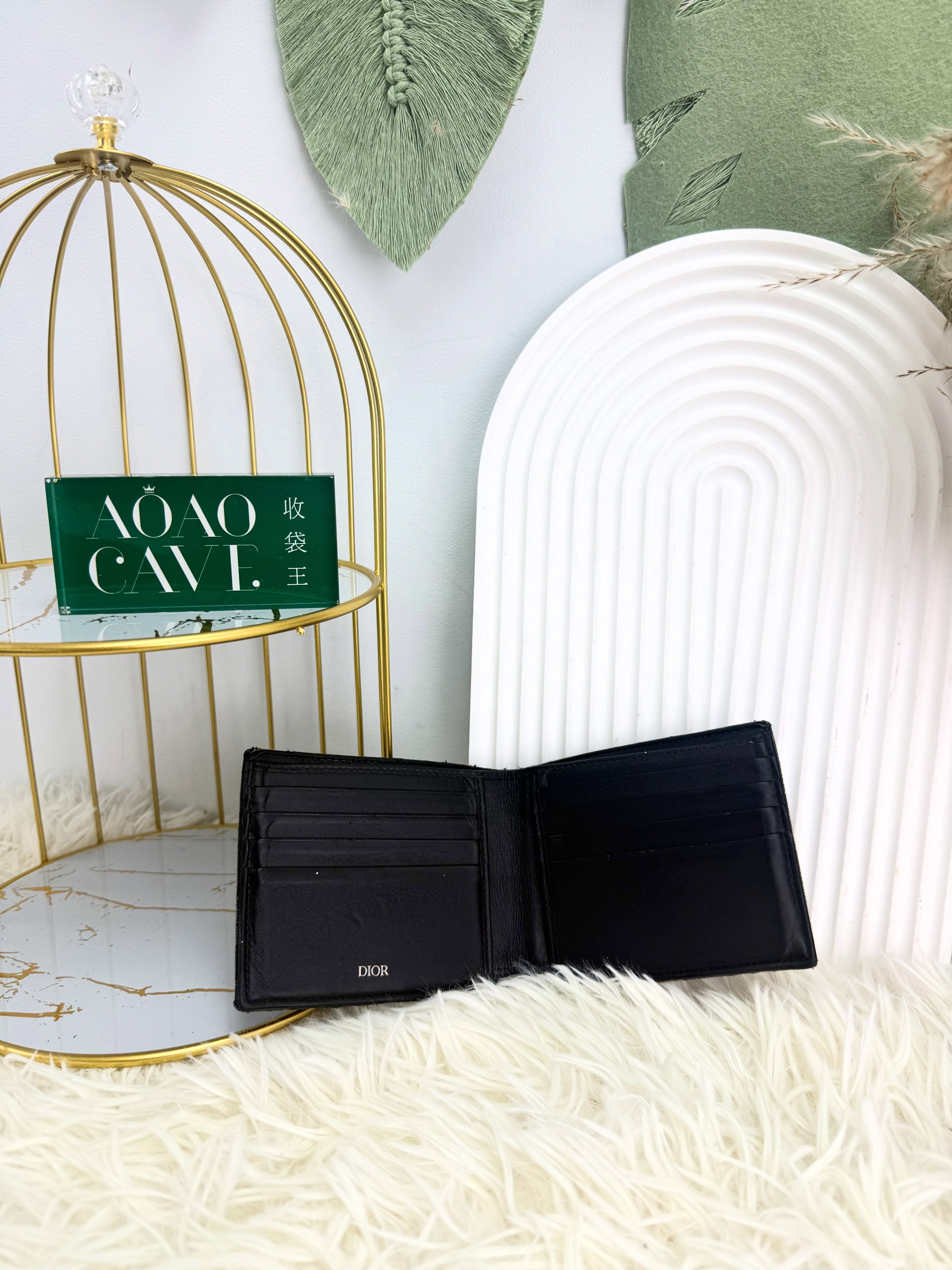Dior👜 PRE OWNED 🛍️黑色提花短銀包 🖤 💰