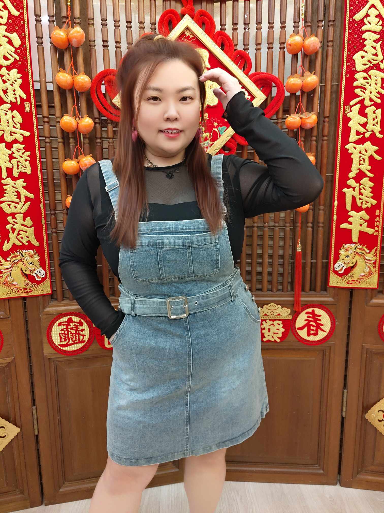 NJB12 KJ9351 假腰带牛仔吊带裤裙